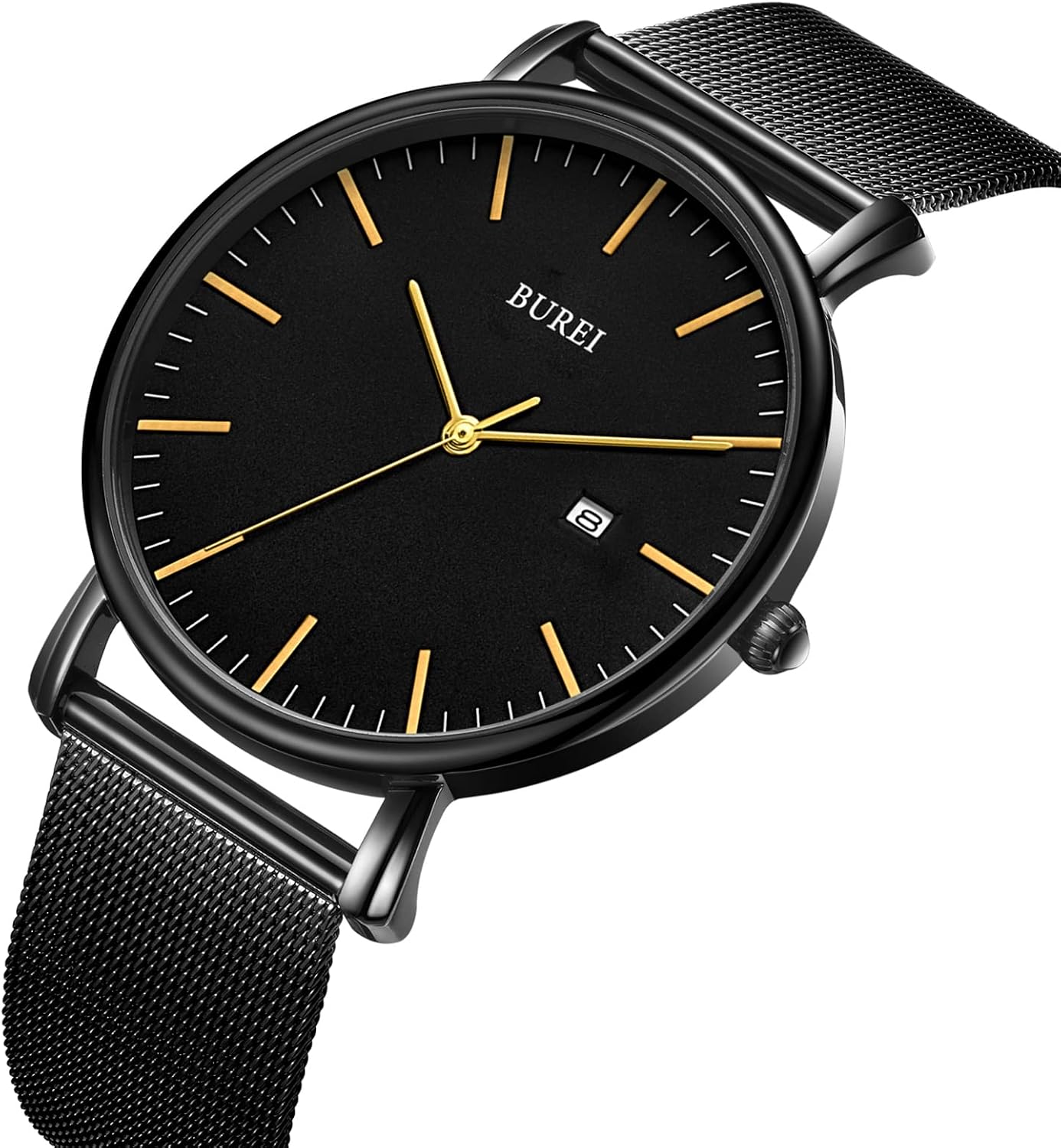 Detalle 2 de BUREI Ultra Dünne Herrenuhr mit Datum