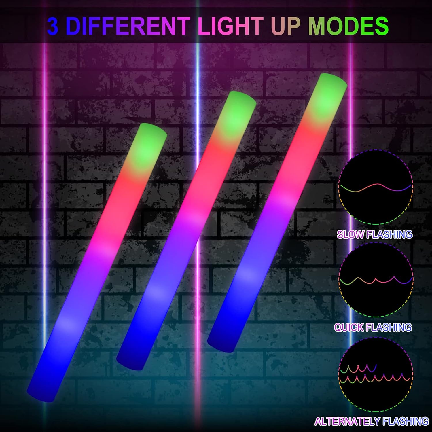 Thumbnail 1 de LifBetter 118 pcs Glow Foam Sticks with 3 Modes – LED Foam Light Up Sticks for Parties
