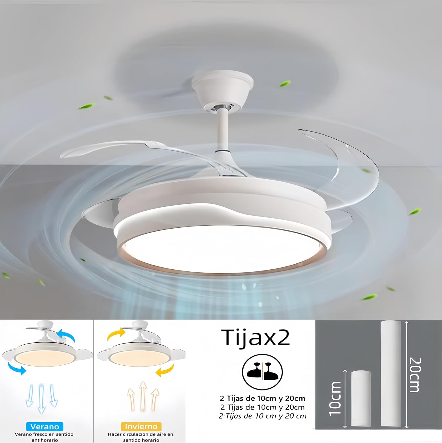 Detalle 1 de LEDUNI ® Ventilador Invisible con Luz 84W y Control Remoto 🌀