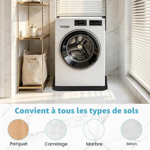 Thumbnail 4 de TranRantic Tapis Anti Vibrations 60 x 60 cm pour Machine à Laver (Noir) – stabilité et protection du sol