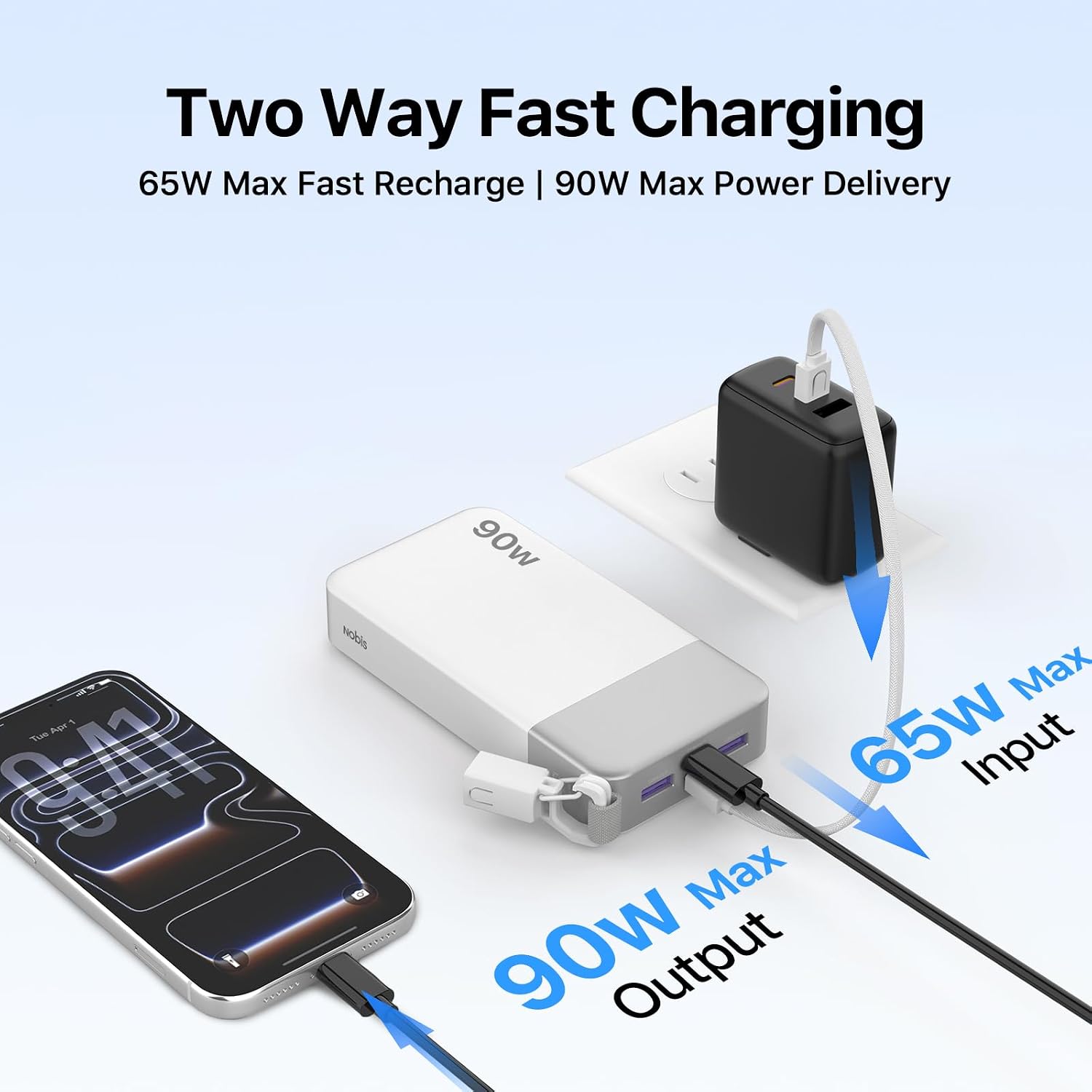 Detalle 2 de NOBIS N2981 90W 20000mAh Power Bank with USB-C Cable and Display