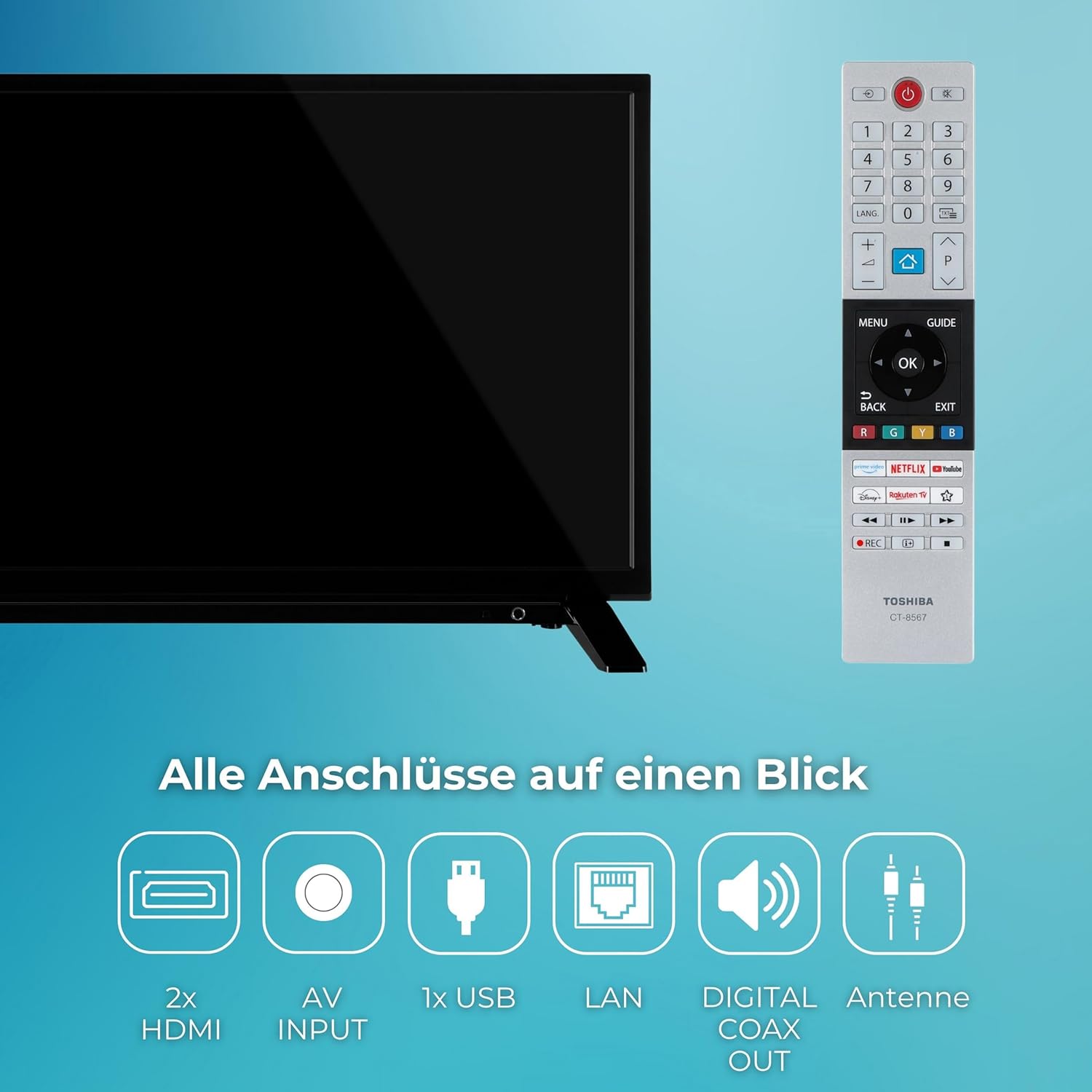Thumbnail 3 de Toshiba 24WV2F63DAZ 24-Zoll Smart TV (VIDAA) mit Triple-Tuner, HDR10 und HDR-Formaten