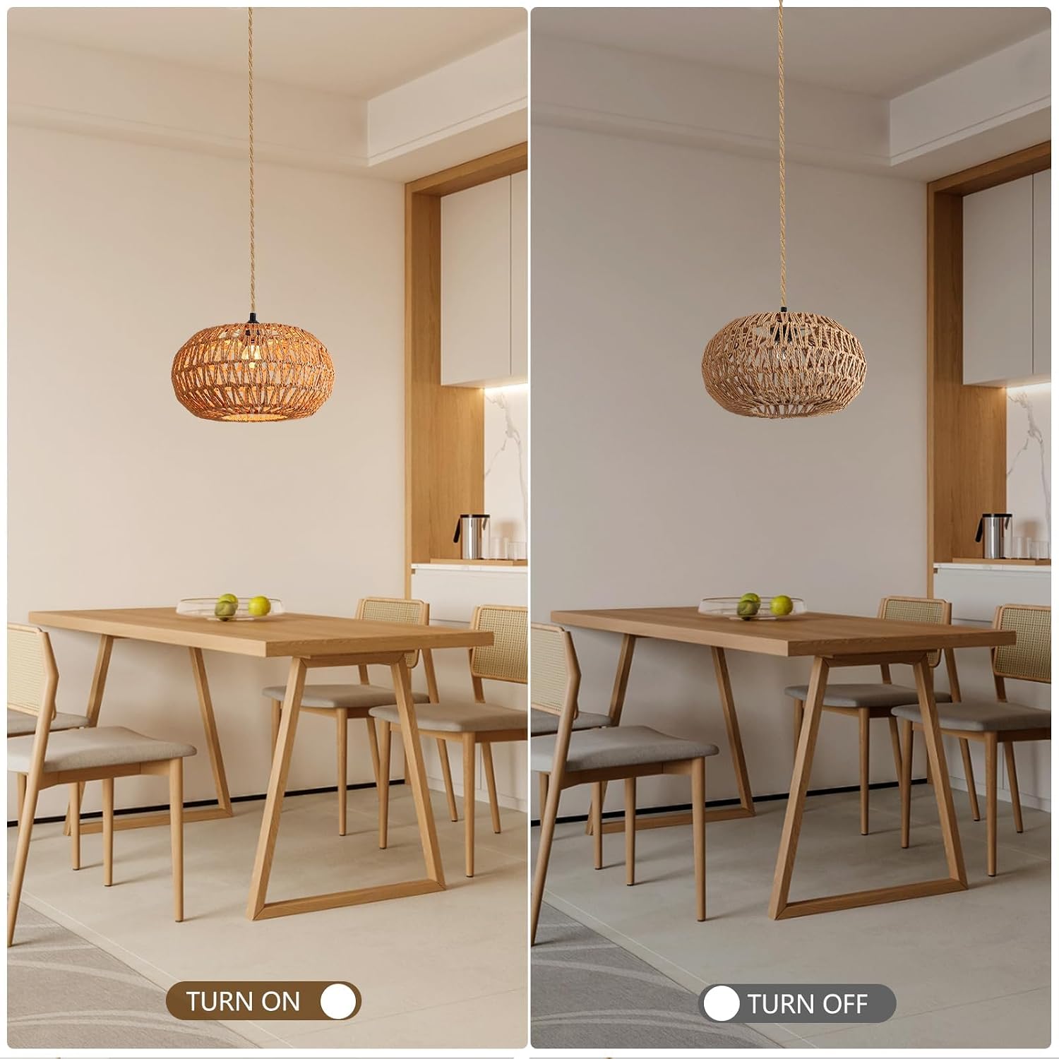 Thumbnail 4 de Maichixin 1 12-Inch Hemp Rope Plug-In Pendant Light, Dimmable, E26