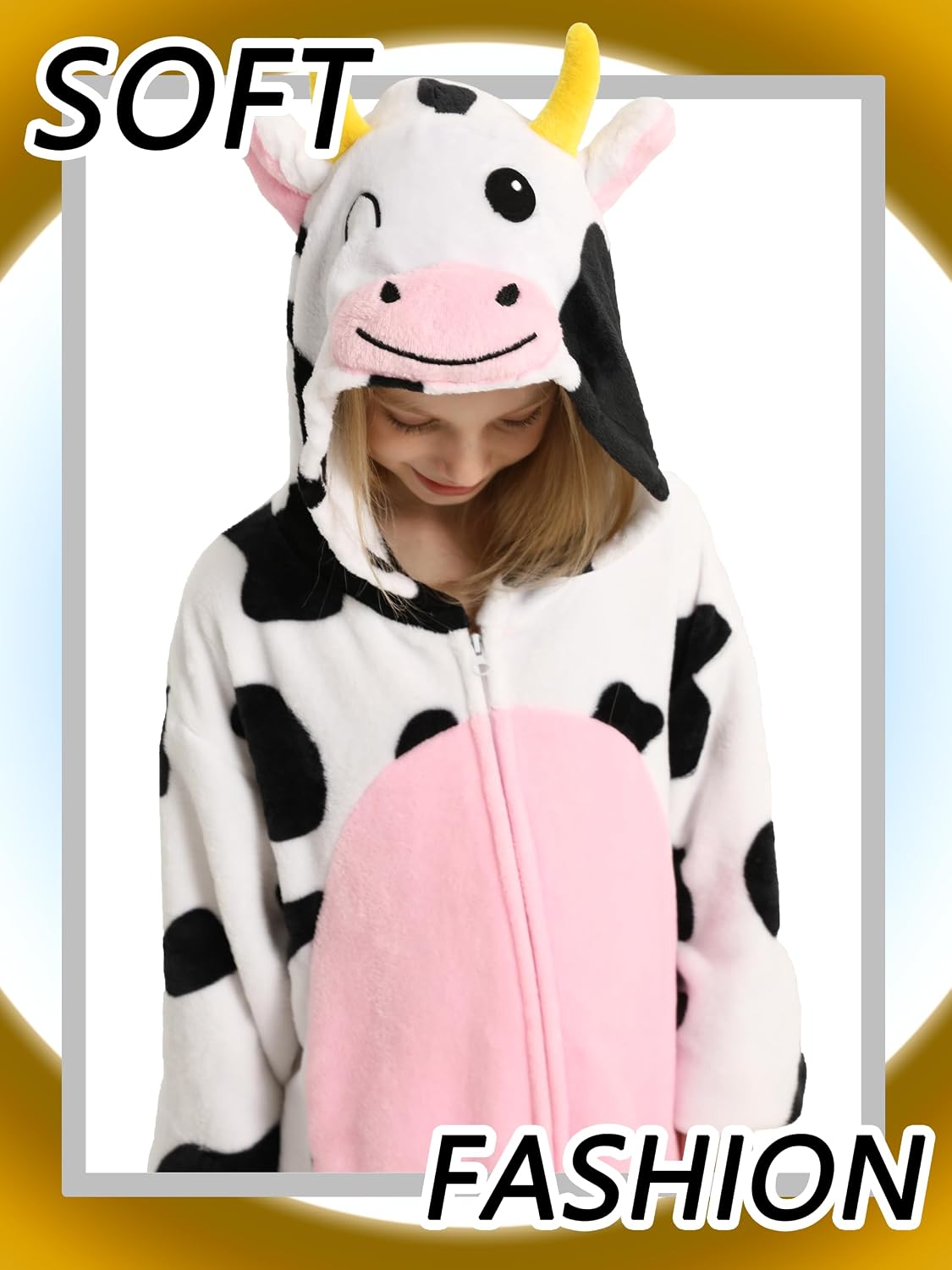 Detalle 2 de LONULAIN WXETSY Kids’ Animal Onesie Pajamas, Flannel Fleece Hood and Pockets