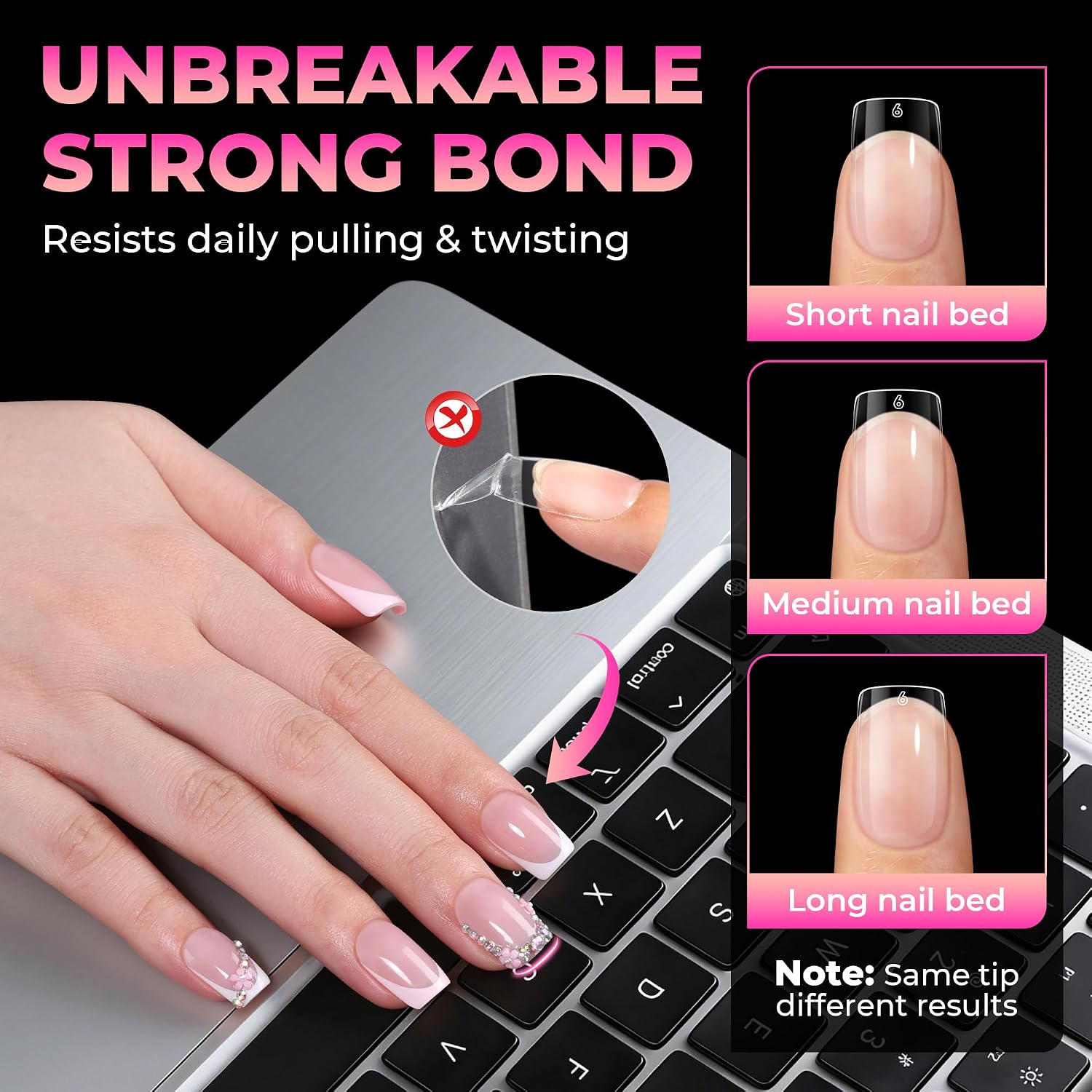 Thumbnail 5 de UNA GELLA UG-A563 Short Square Gel Nail Tips, 510 Pieces, 15 Sizes