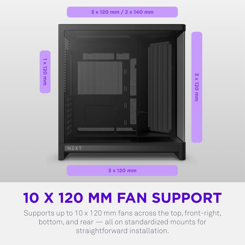 Thumbnail 5 de NZXT H6(2026) Black ミドルタワーPCケース 強化ガラス・最大10基ファン対応 CC-H62FB-01
