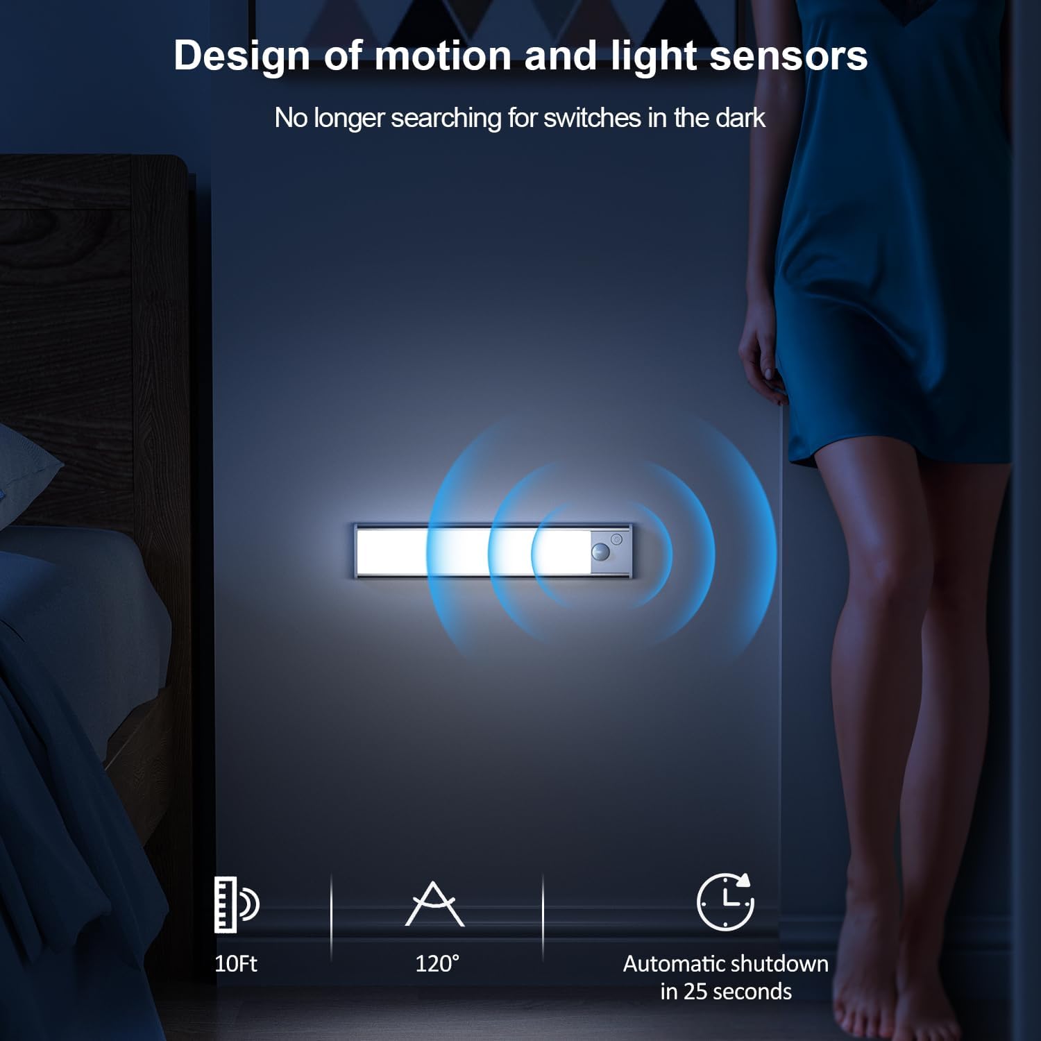 Thumbnail 2 de 1100mAh Rechargeable Under Cabinet LED Motion Sensor Light