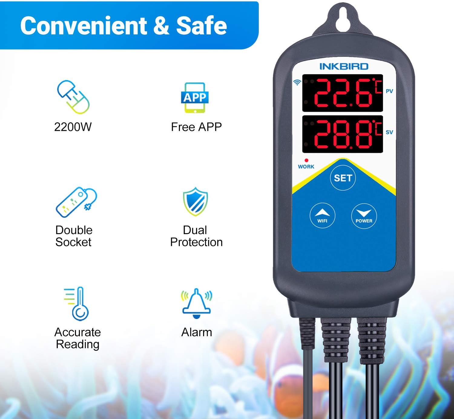 Detalle de Inkbird ITC-306A WiFi aquarium temperature controller 🐟
