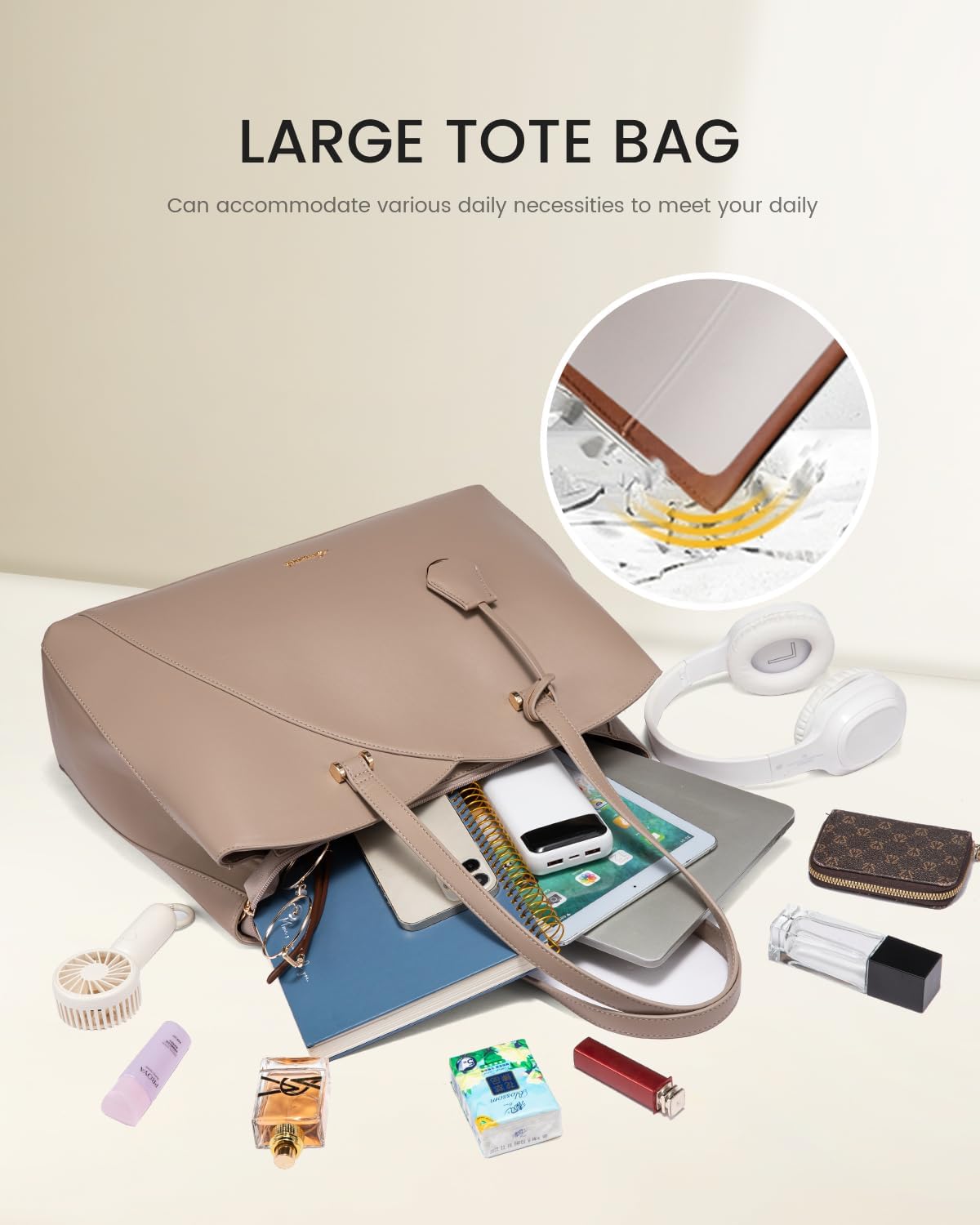 Thumbnail 4 de LOVEVOOK Laptop-Handtasche für Damen (15,6 Zoll) – große Shopper-Tasche mit Fächern
