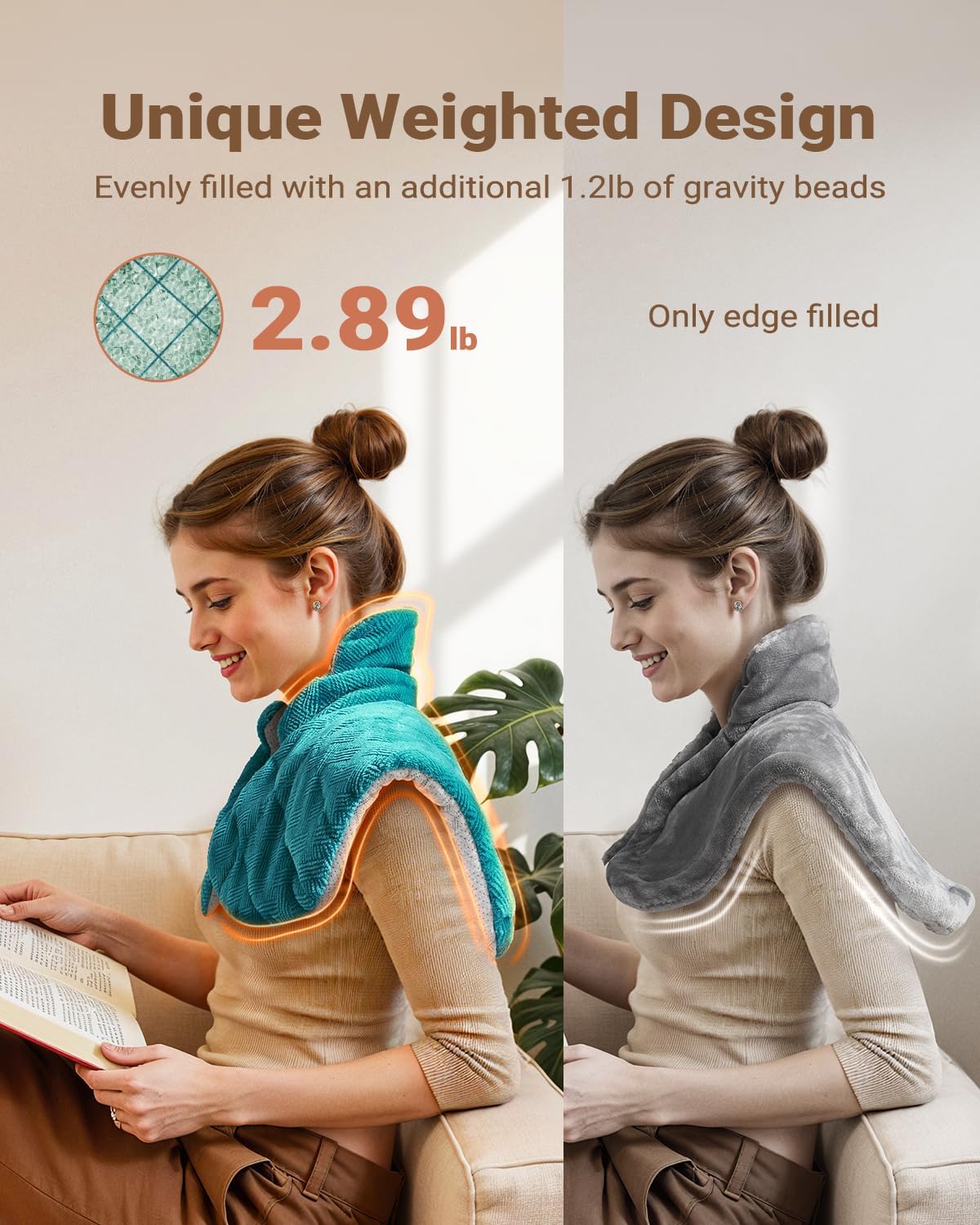 Detalle de iDOO I-HAP07 Graphene-Infused Weighted Heating Pad for Neck, Shoulders & Back