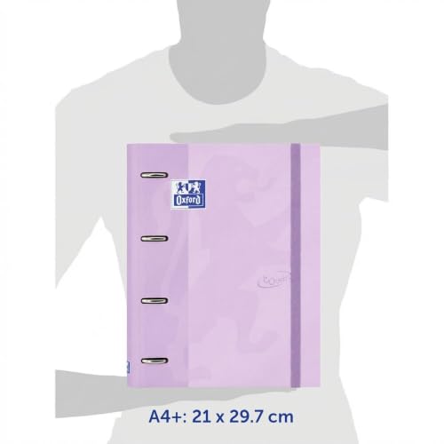 Detalle de Oxford Touch Archivador A4 de 4 anillas con tapas duras y recambio 5x5 – Malva