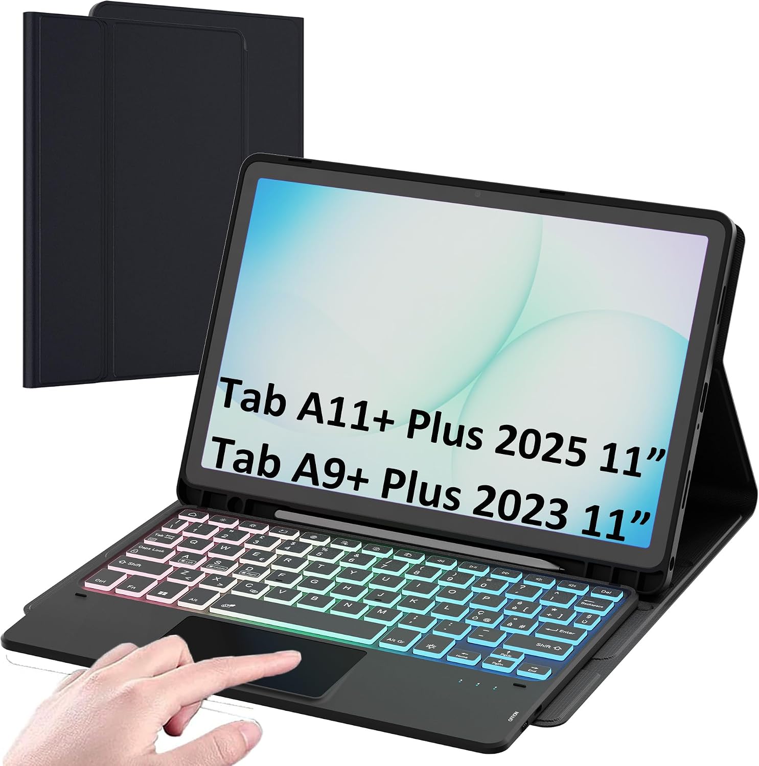 Thumbnail 6 de VANKEYPAD Custodia con tastiera per Samsung Galaxy Tab A9+ Plus 11” 2023 (retroilluminata 3 zone, trackpad, rimovibile) QWERTY italiano