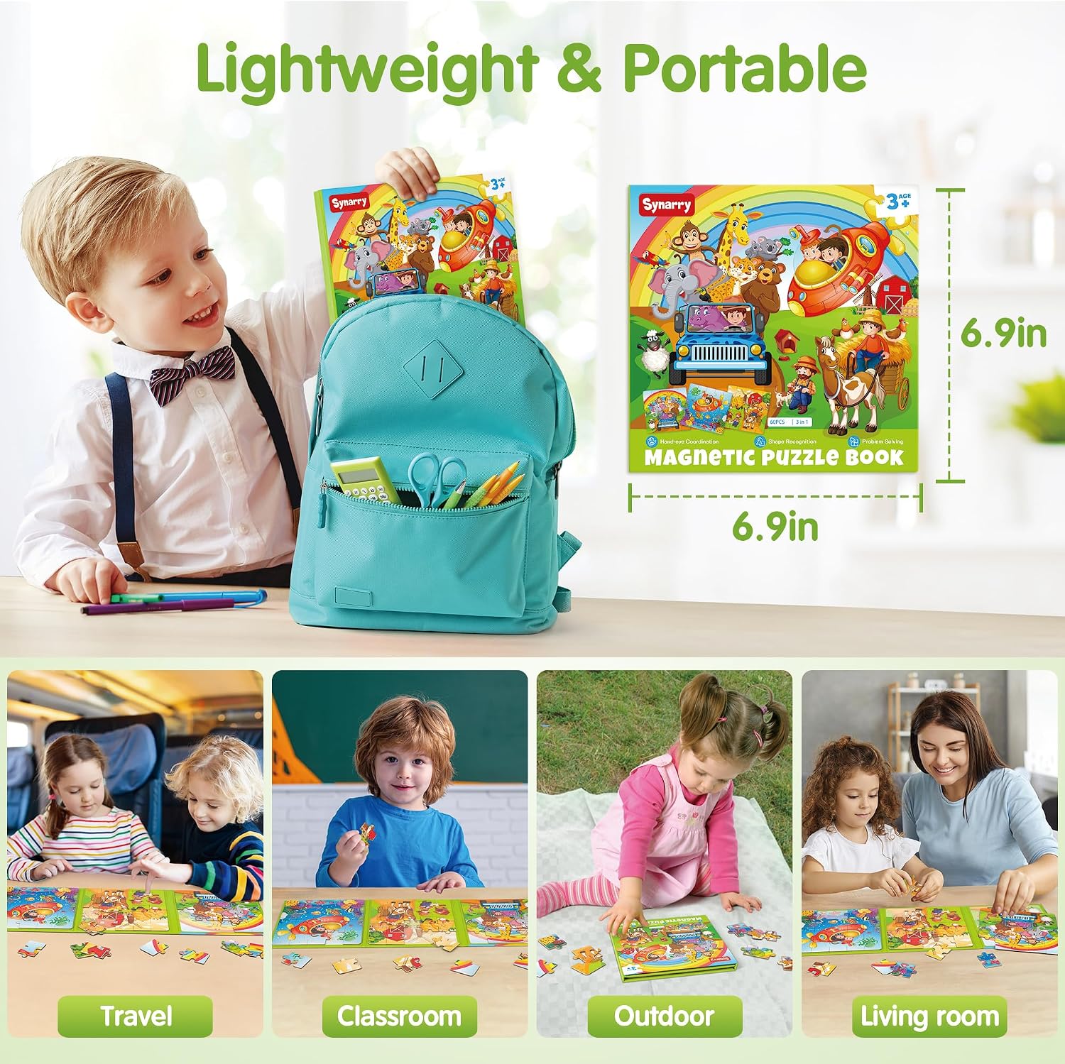 Detalle de SYNARRY Magnetic Puzzles for Kids aged 3-5: 20-Piece Animal Scenes Magnetic Puzzles for Travel