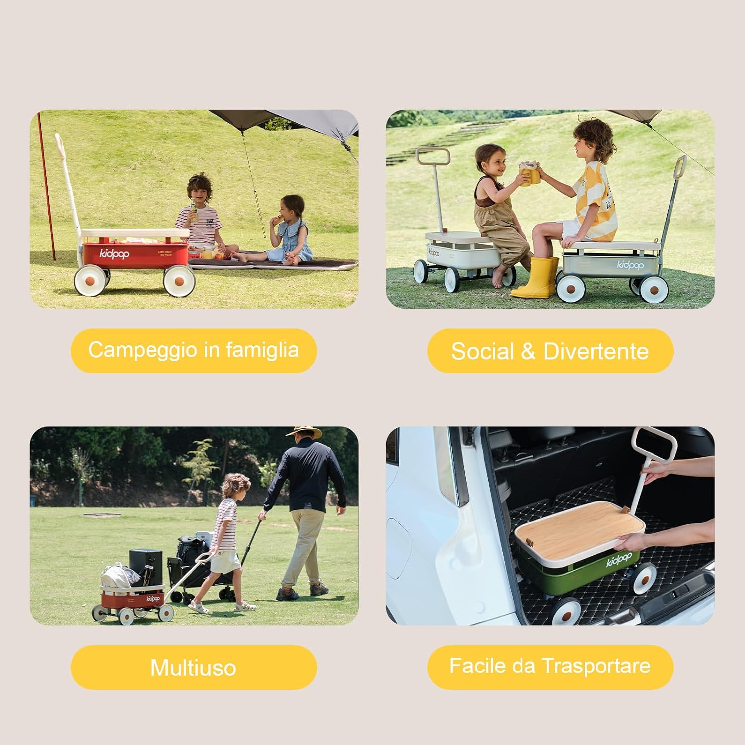Detalle de Kidpop PULA-Wild 3 in 1: Carrello a mano per bambini – Verde, 2,5–8 anni