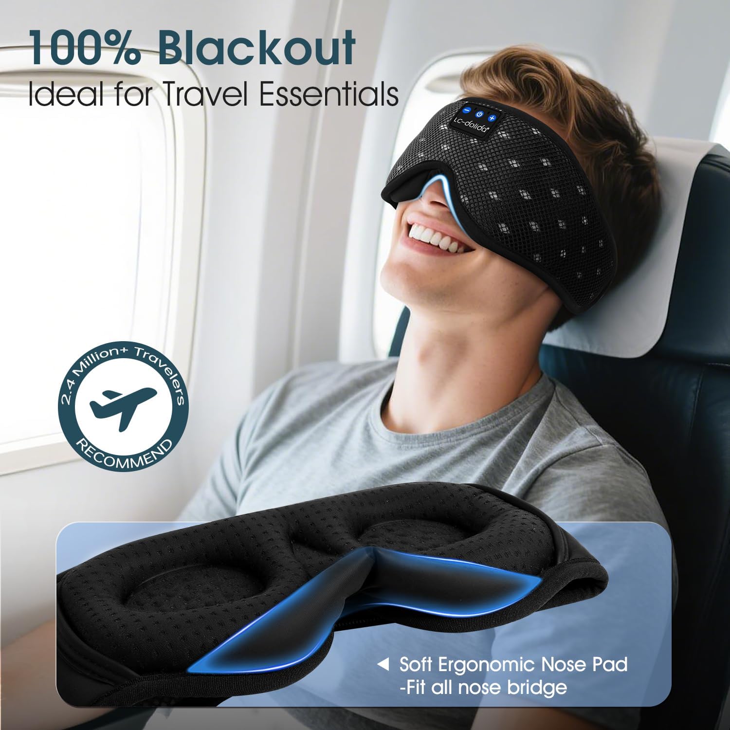 Detalle 2 de LC-dolida Bluetooth Sleep Mask 15h