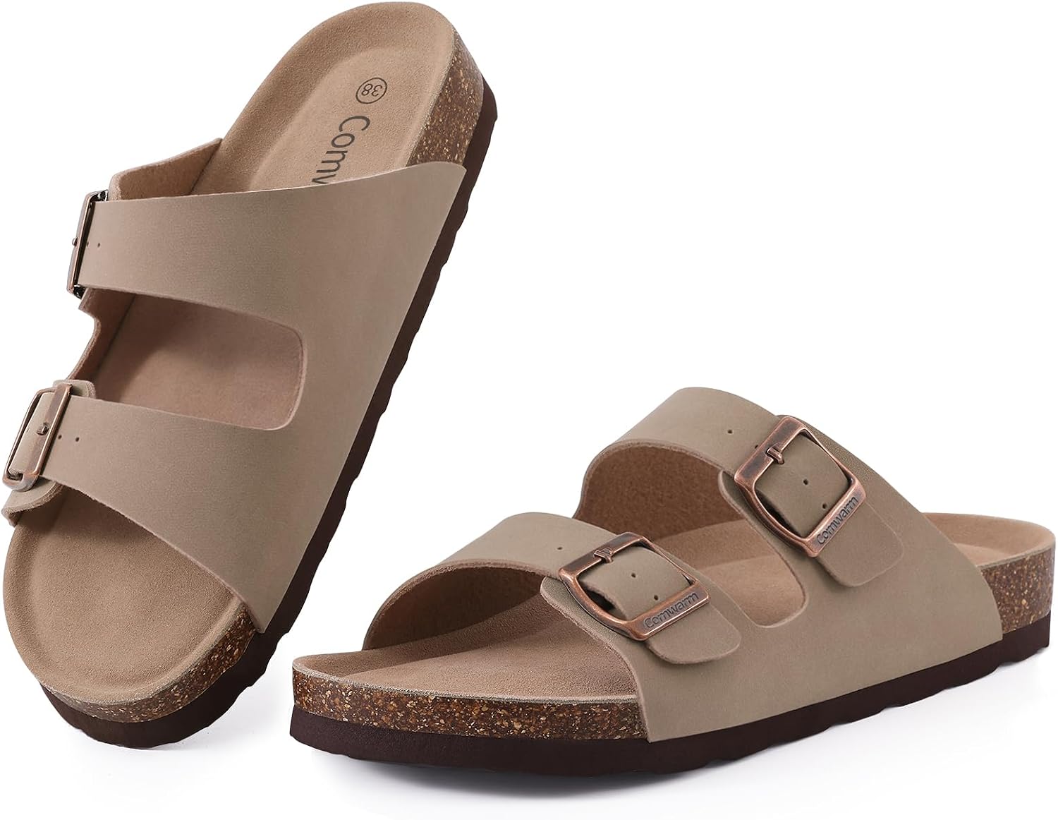 Thumbnail 6 de Comwarm Damen Kork Fußbett Pantoletten Sandal – Bequeme Sommer-Slides mit verstellbarer Schnalle