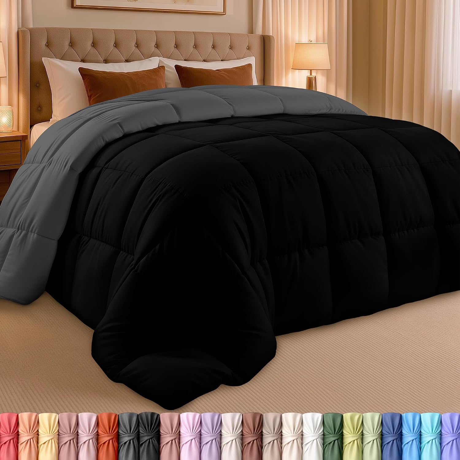 Utopia Bedding UB0065 – kołdra Queen 225 × 225 cm, mikrofibra, przeszycie kasetowe