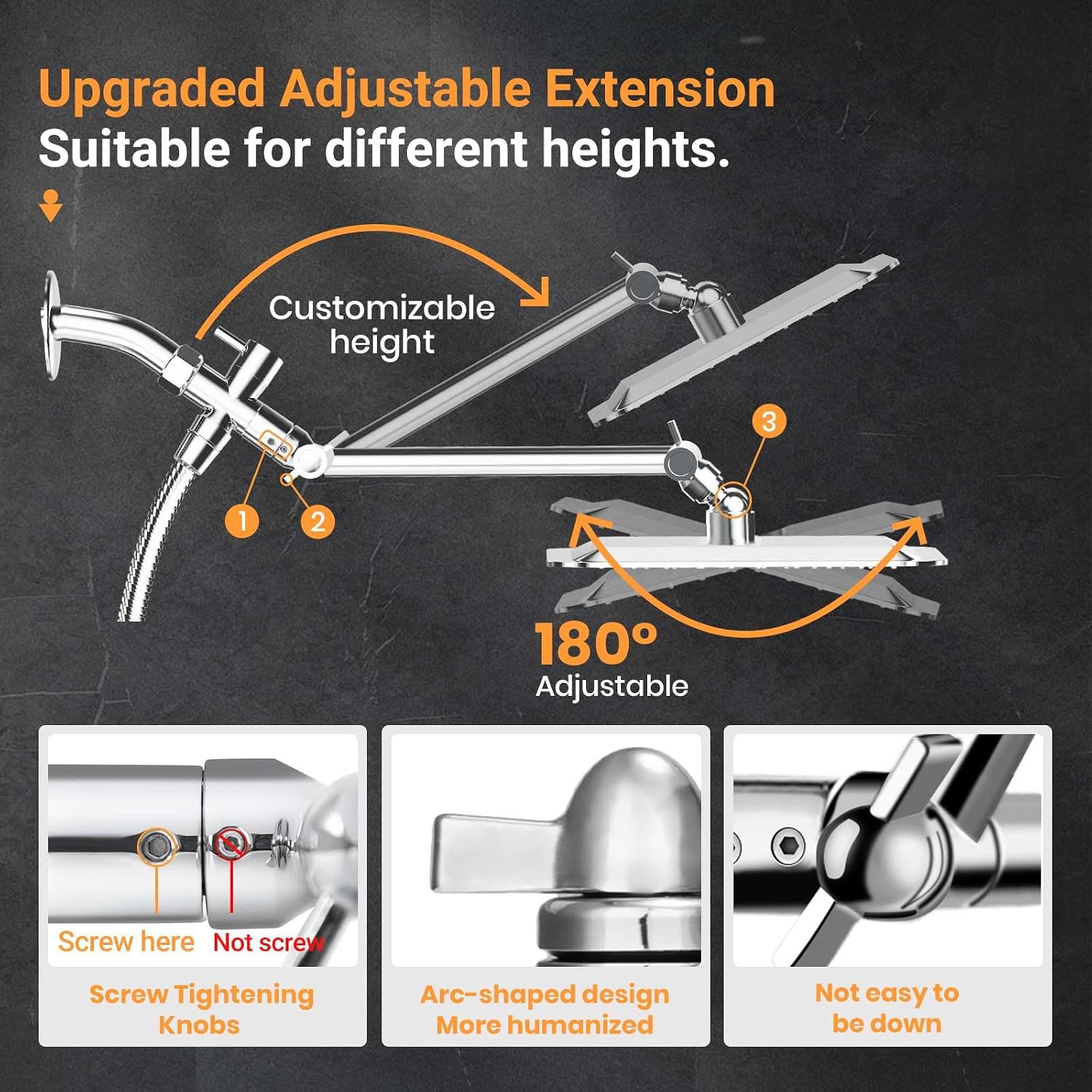 Thumbnail 2 de COSYLAND CS0001 10-Inch Rainfall Shower Head with 3-Setting Handheld Combo