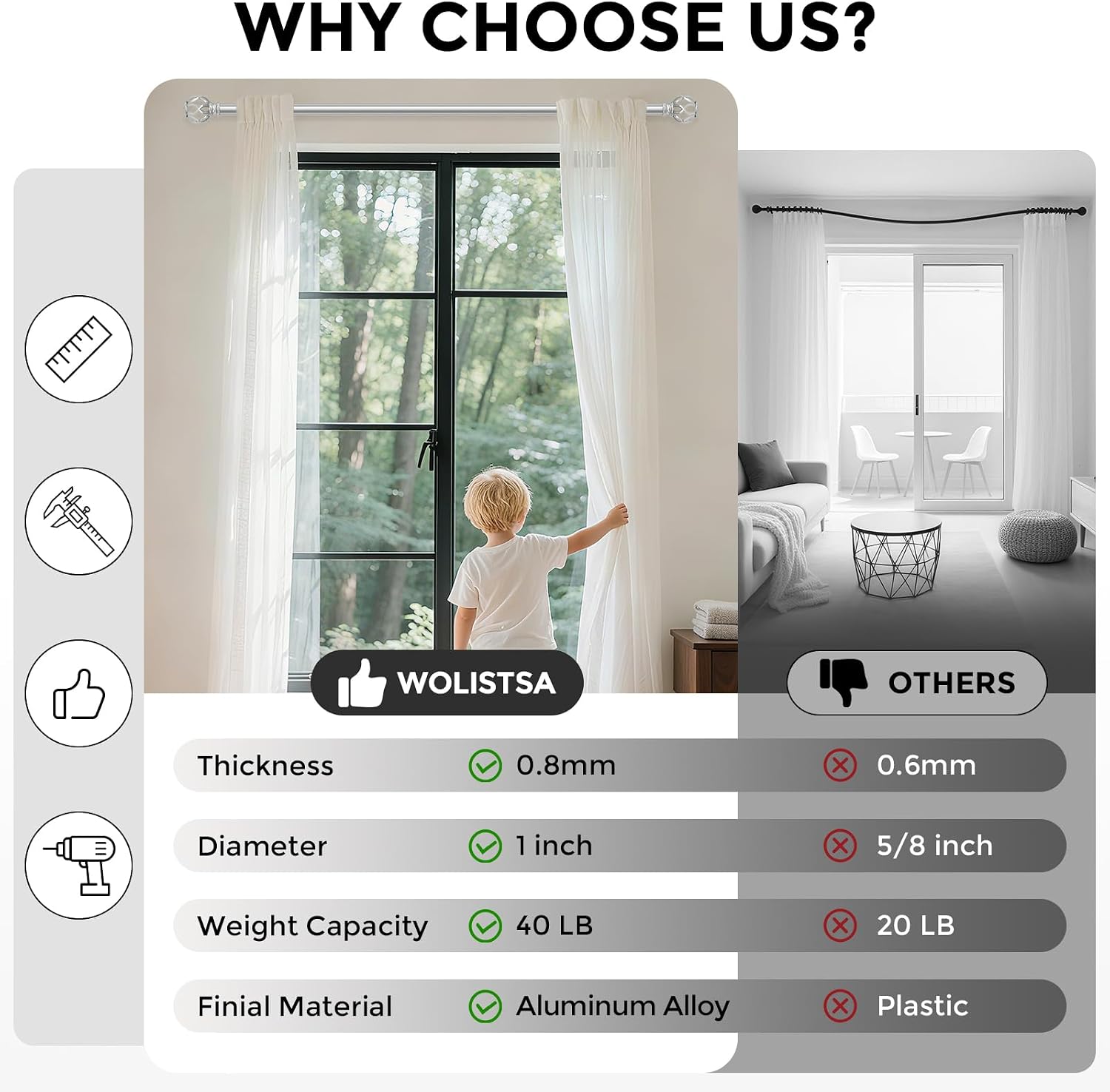 Detalle de Wolistsa Curtain Rod, 1-Inch