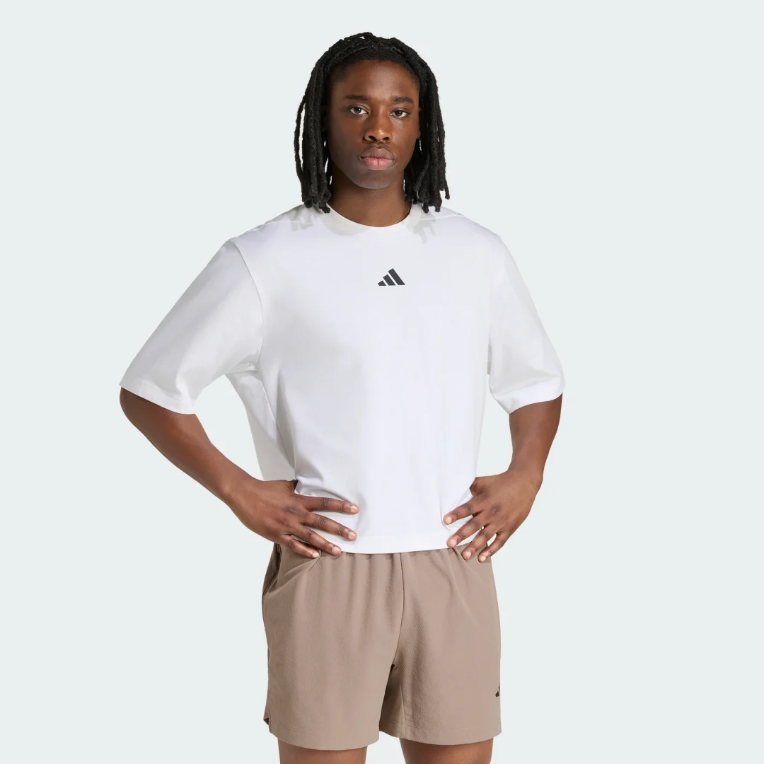 Detalle de Camiseta manga corta D4T PrimeLift de Adidas – color Blanco