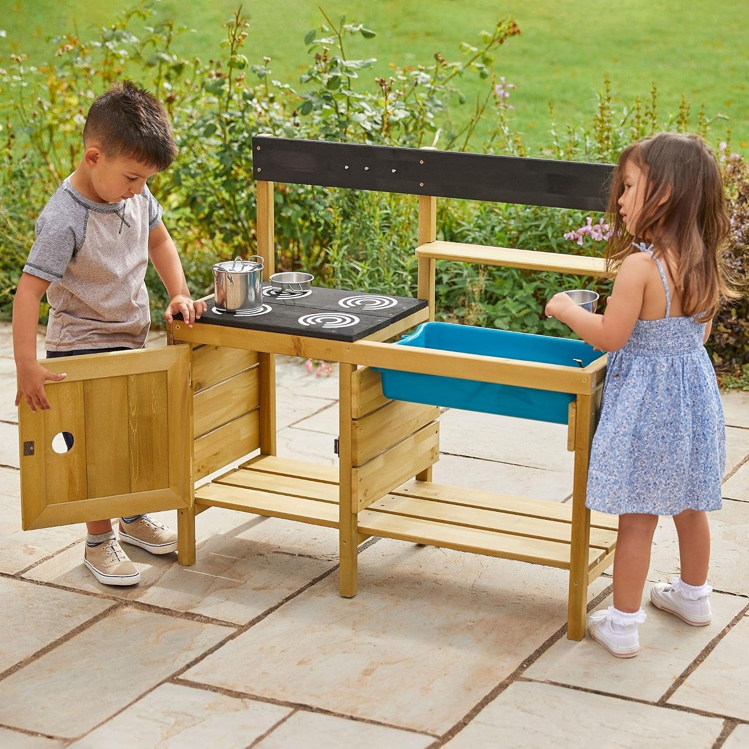 Detalle de Cuisine d'Extérieur en Bois TP Junior Chef avec Four et Accessoires – FSC, L95 x l38 x h88