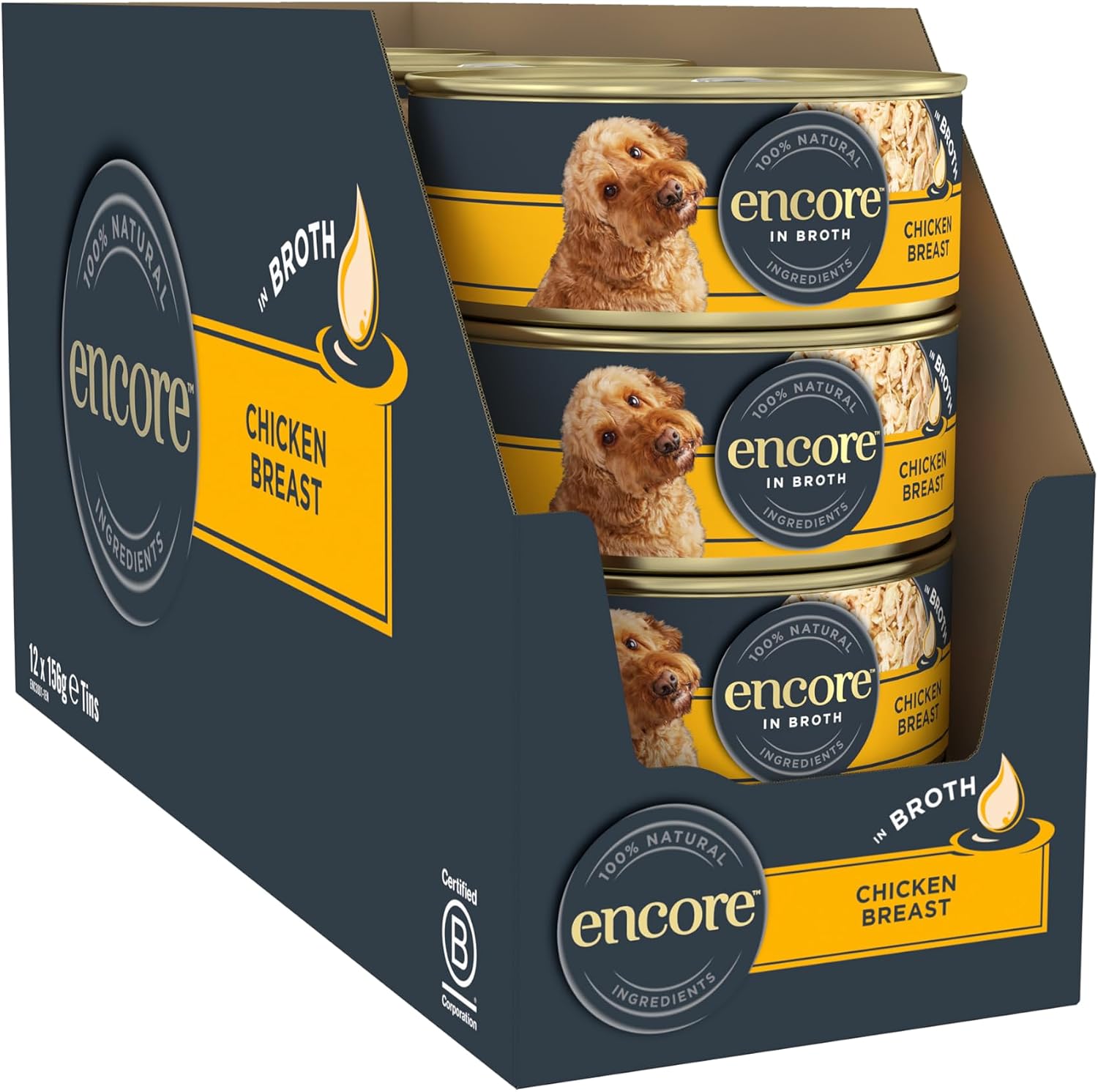 Detalle de Encore Natural Wet Dog Food Tin 12x156g: Chicken Breast with Rice in Broth