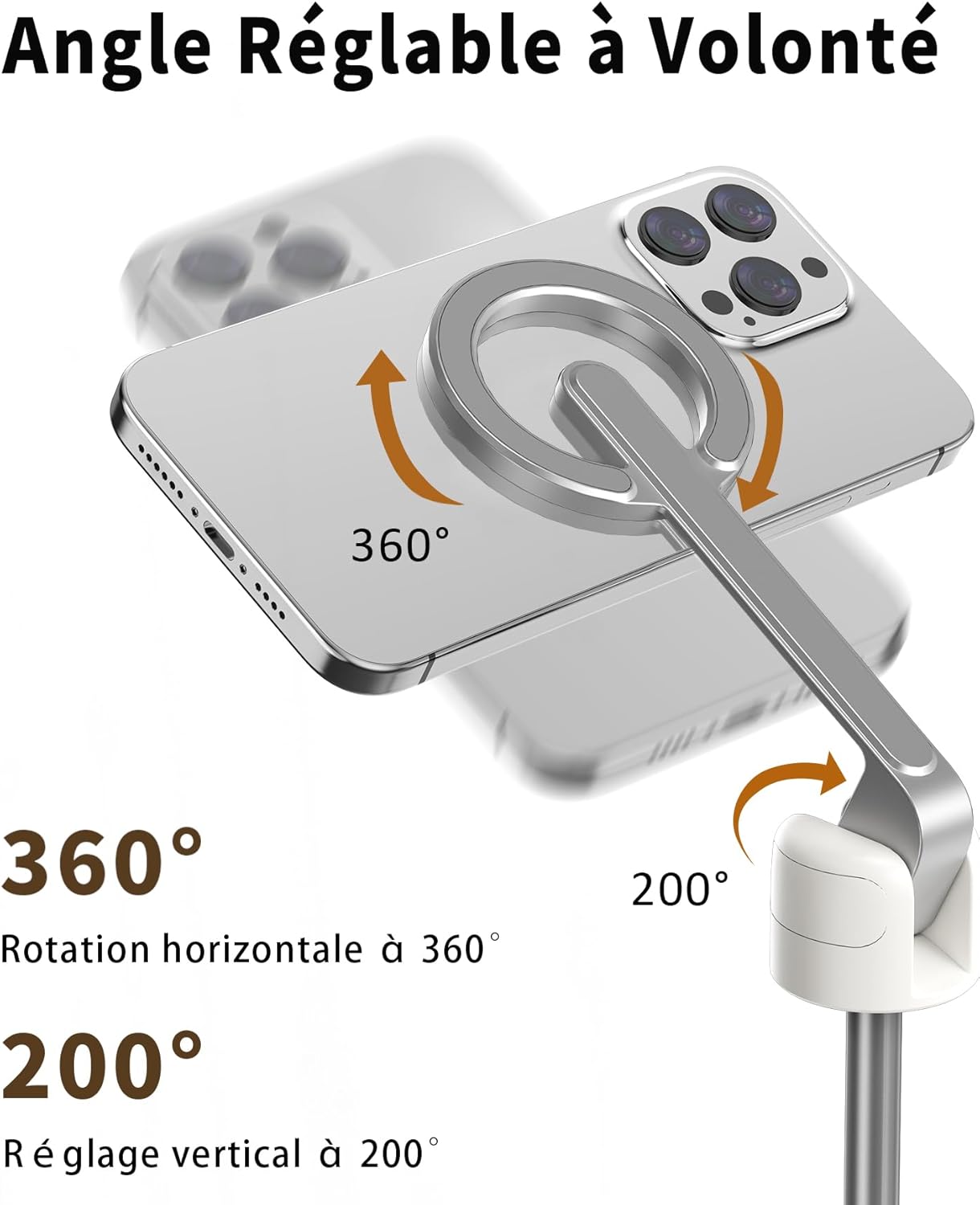 Detalle de TONEOF 173cm Perche Selfie Magnétique Trépied – Monopode télescopique avec fixation magnétique et télécommande
