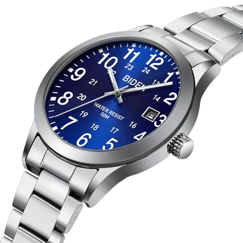 Detalle de LN LENQIN Orologio Uomo Acciaio Inox Analogico Quarzo Datario Impermeabile