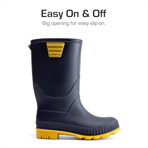 Detalle de DREAM PAIRS Boys Non-Slip Wellies in Navy/Yellow (3 Big Kid)