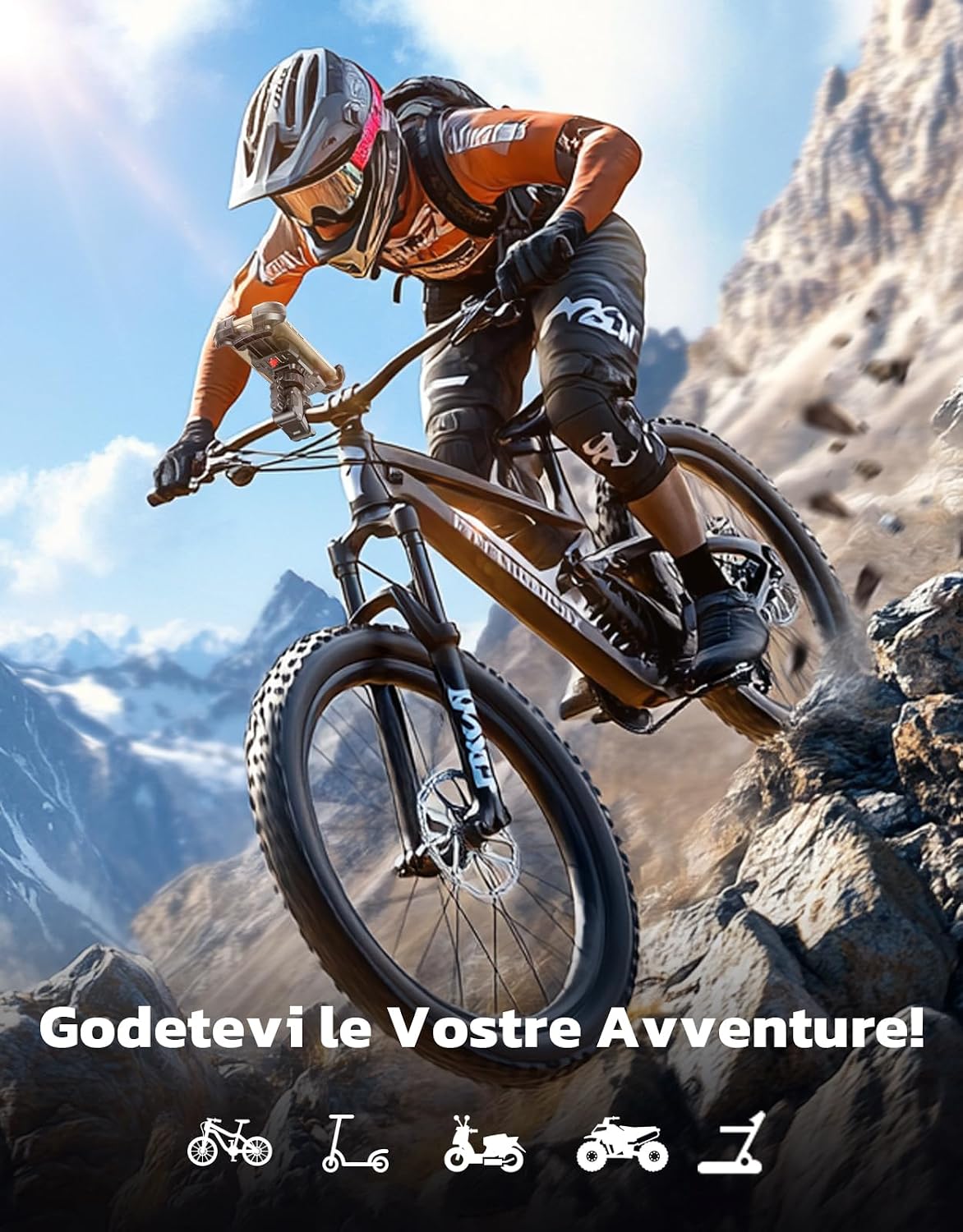 Thumbnail 6 de Rolgno Porta Cellulare Moto: supporto manubrio ultra stabile con rotazione 360°