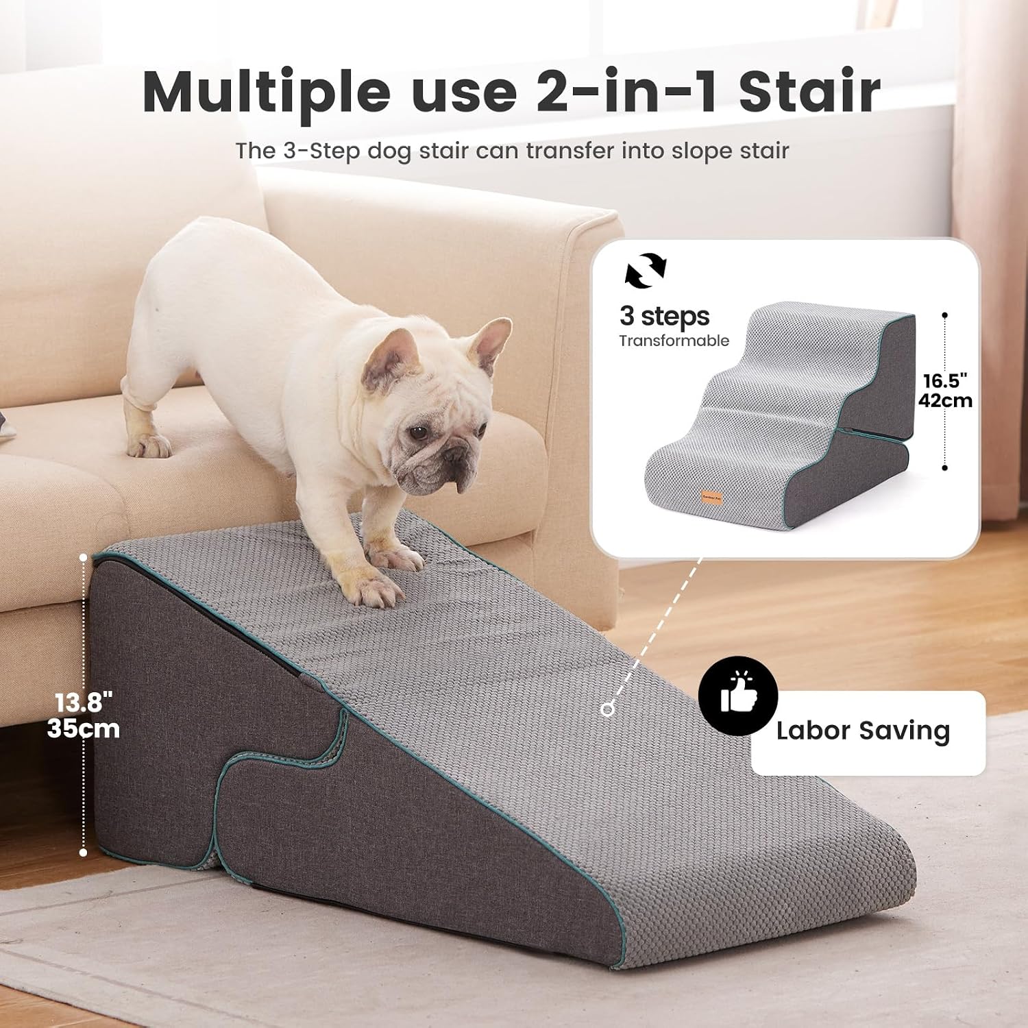 Detalle 2 de Gardner Pet 2-in-1 Dog Steps 3-step Grey