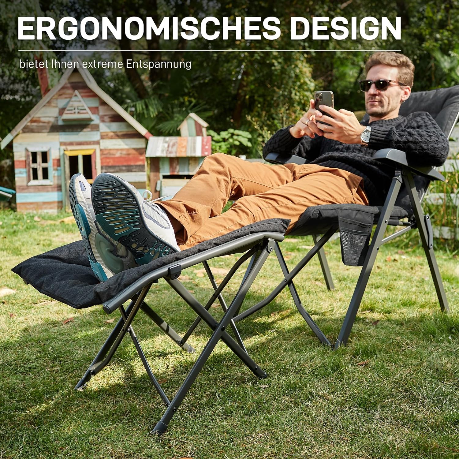 Detalle 2 de EVER ADVANCED Fußhocker Fußablage – Faltbar, gepolstert, 47 cm Höhe