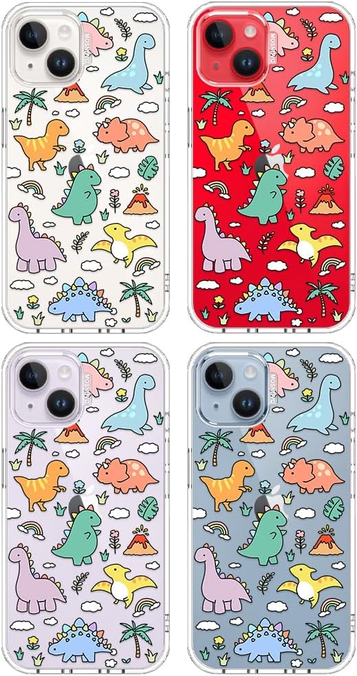 Thumbnail 2 de MOSNOVO Military Grade Drop-Tested Clear Case for iPhone 13/14 with Dinosaur Land Design
