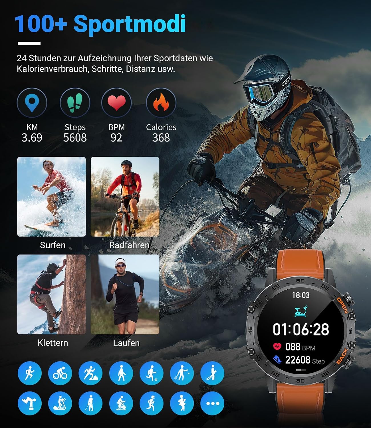Detalle 1 de LIGE Smartwatch 1,39 Zoll mit Telefonfunktion