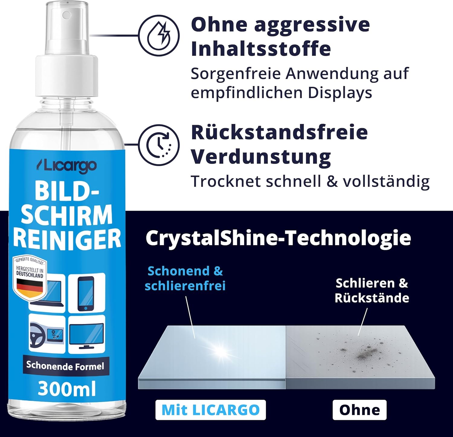 Detalle de LICARGO Bildschirmreiniger Set 300 ml