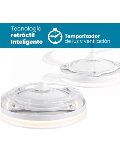 Thumbnail 6 de Jardin202 Ventilador de techo con aspas retráctiles, motor DC y WiFi (50 cm) con mando y luz LED regulable