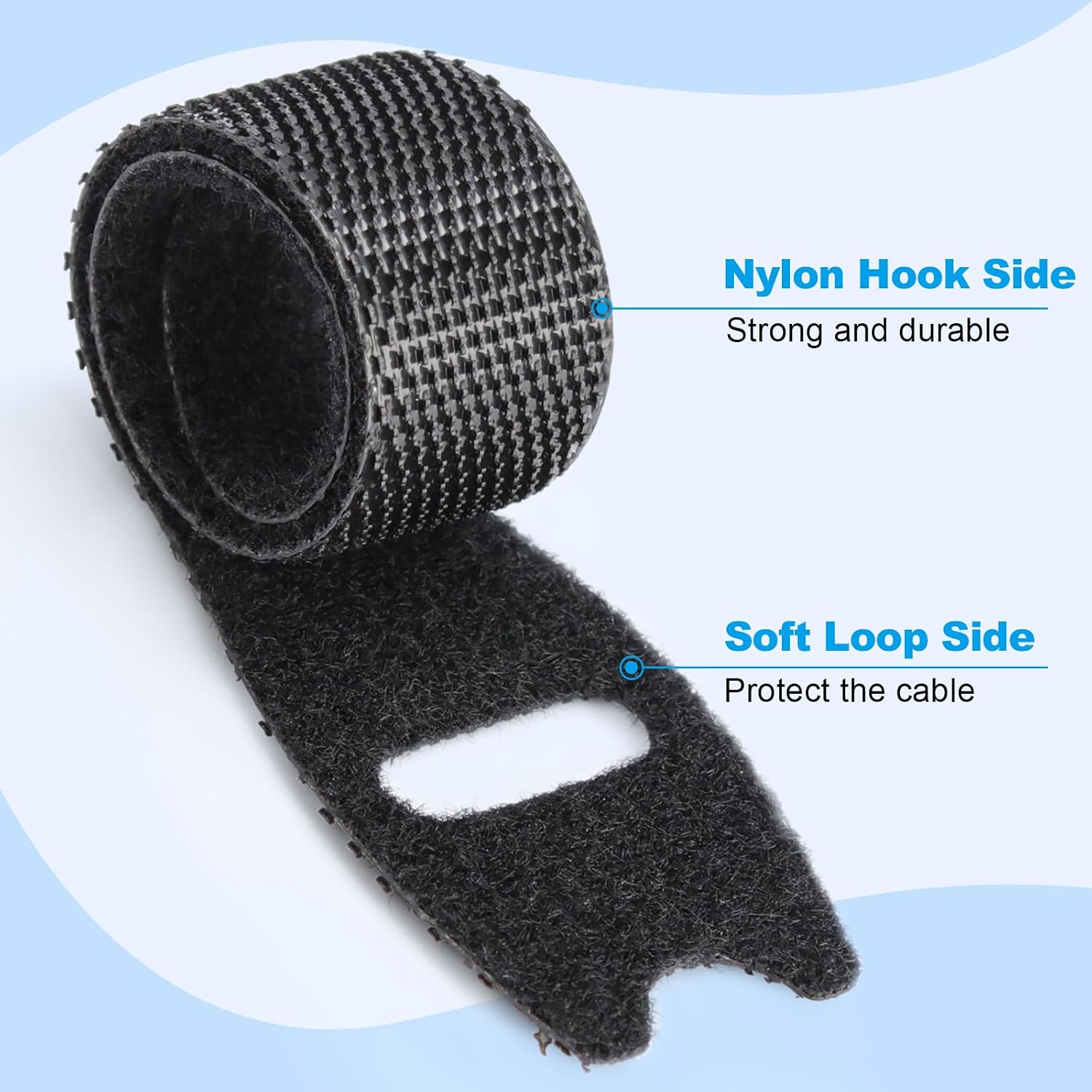 Detalle de Alyvisun 120 PCS reusable hook-and-loop cable ties (150x12 mm) for under-desk cable management