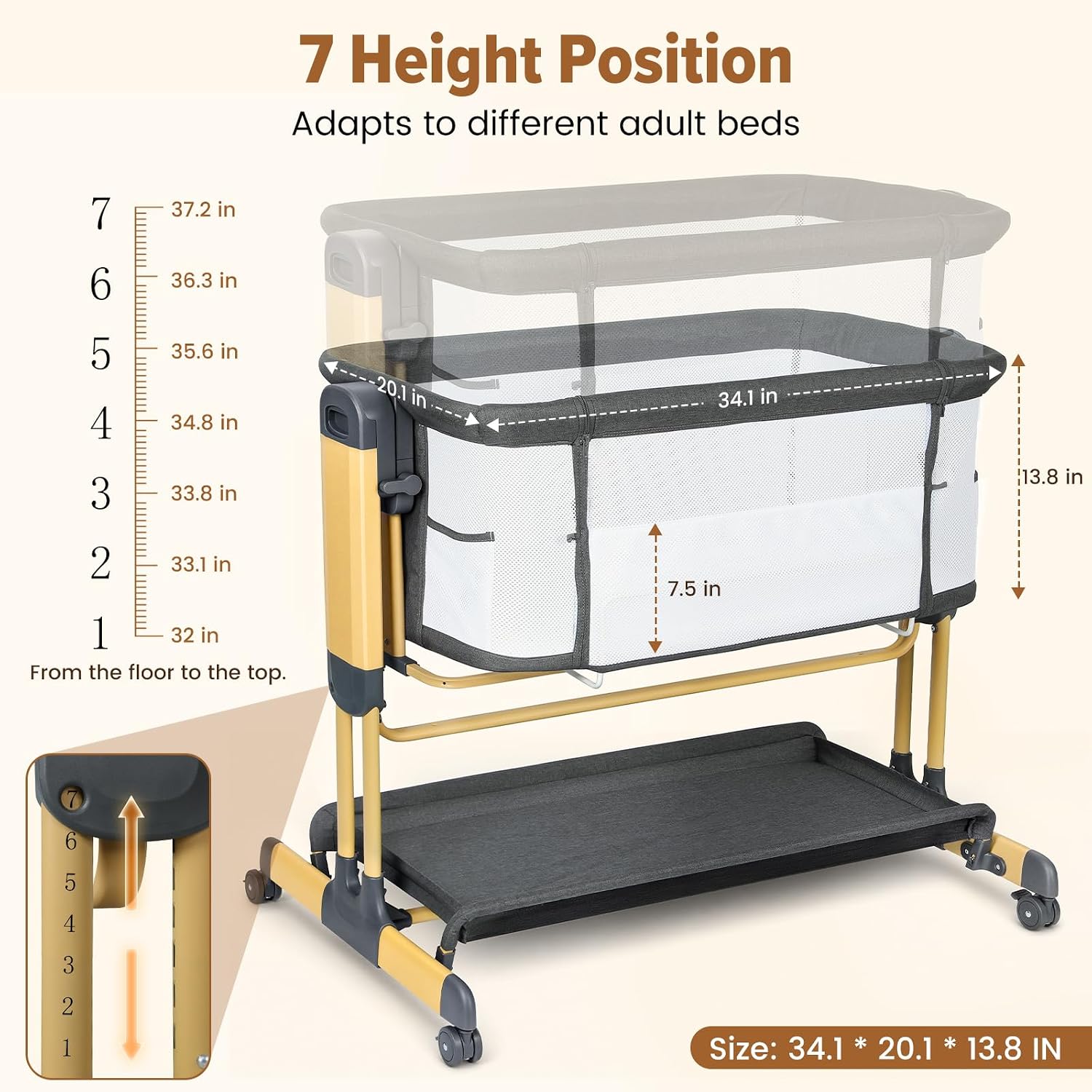 Detalle 2 de Ezebaby Baby Bassinet, 3-in-1