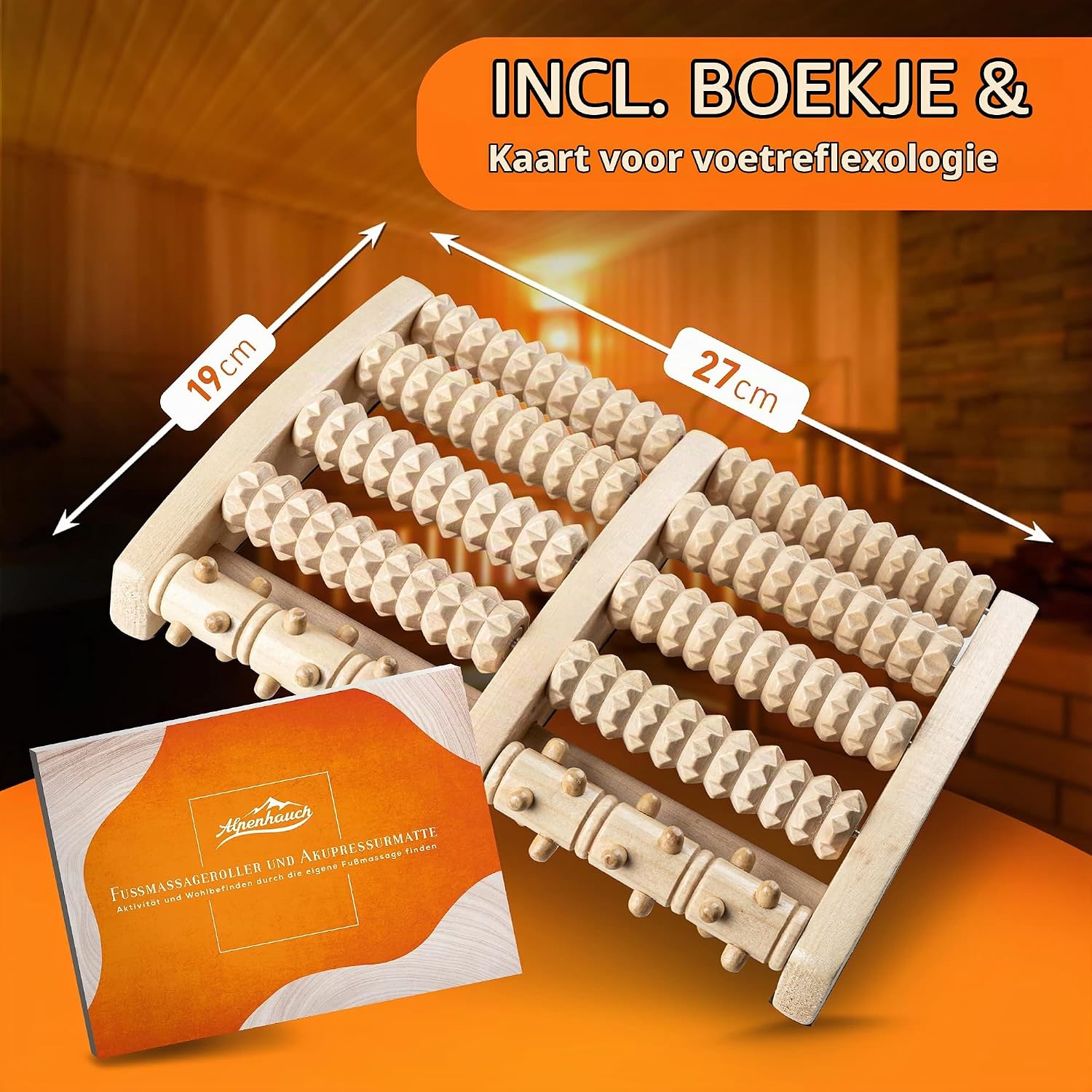 Detalle 1 de ALPENHAUCH ALP-FR1000-01 voetmassageroller van hout met noppen
