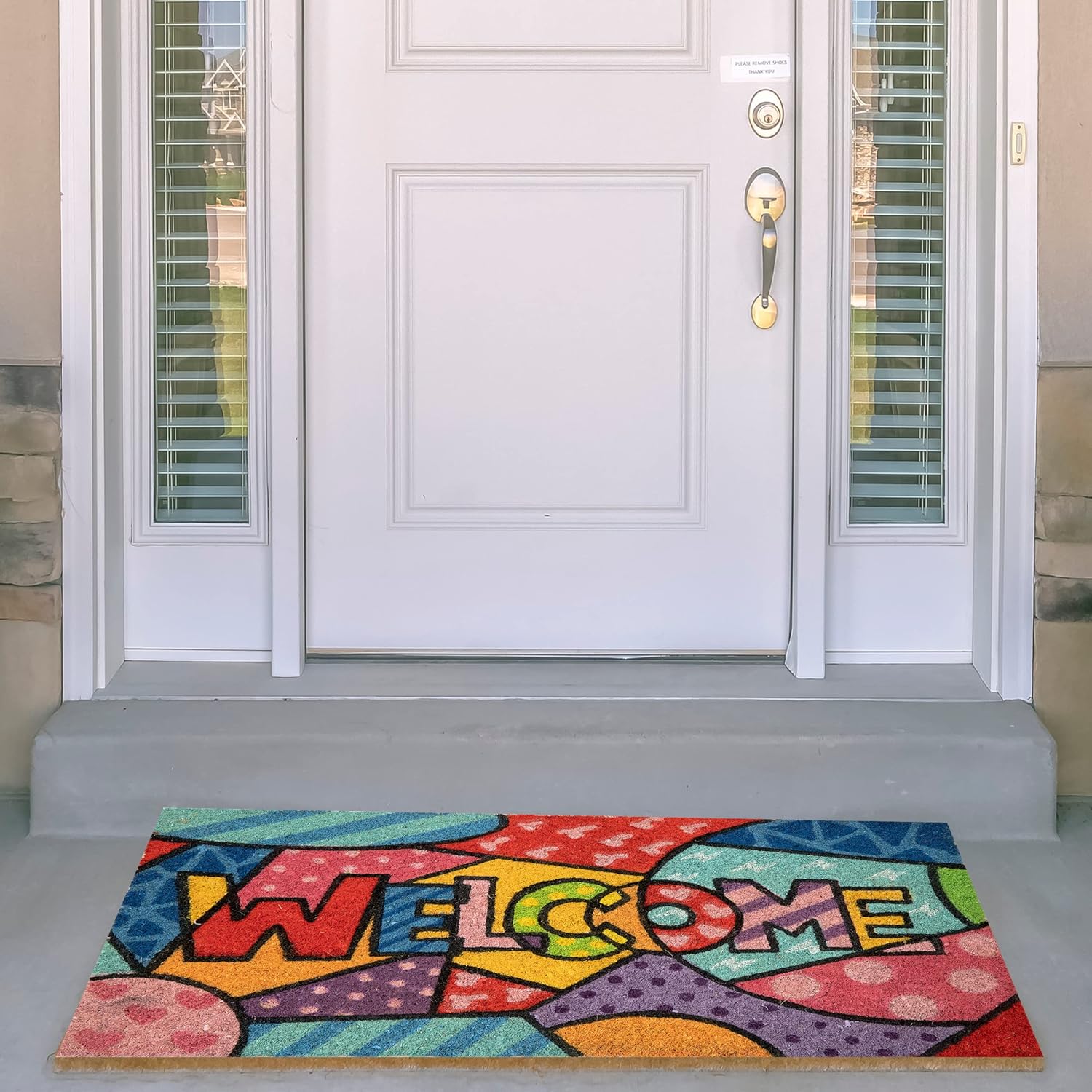 Detalle de Baroni Home Zerbino da Esterno Ingresso Casa in Cocco Dipinto a Mano – Stile Siciliano 70×40 cm