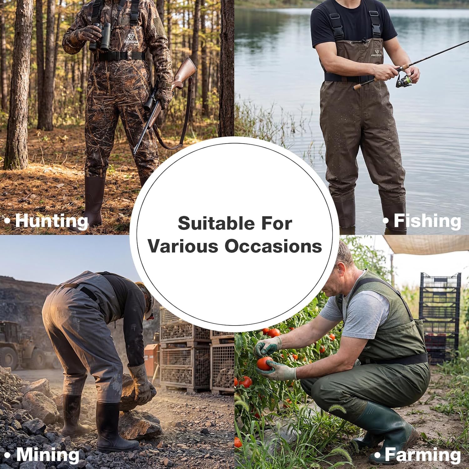 Detalle de FISHINGSIR Fishing Waders for Men: 2-Ply Nylon/PVC Bootfoot Waders