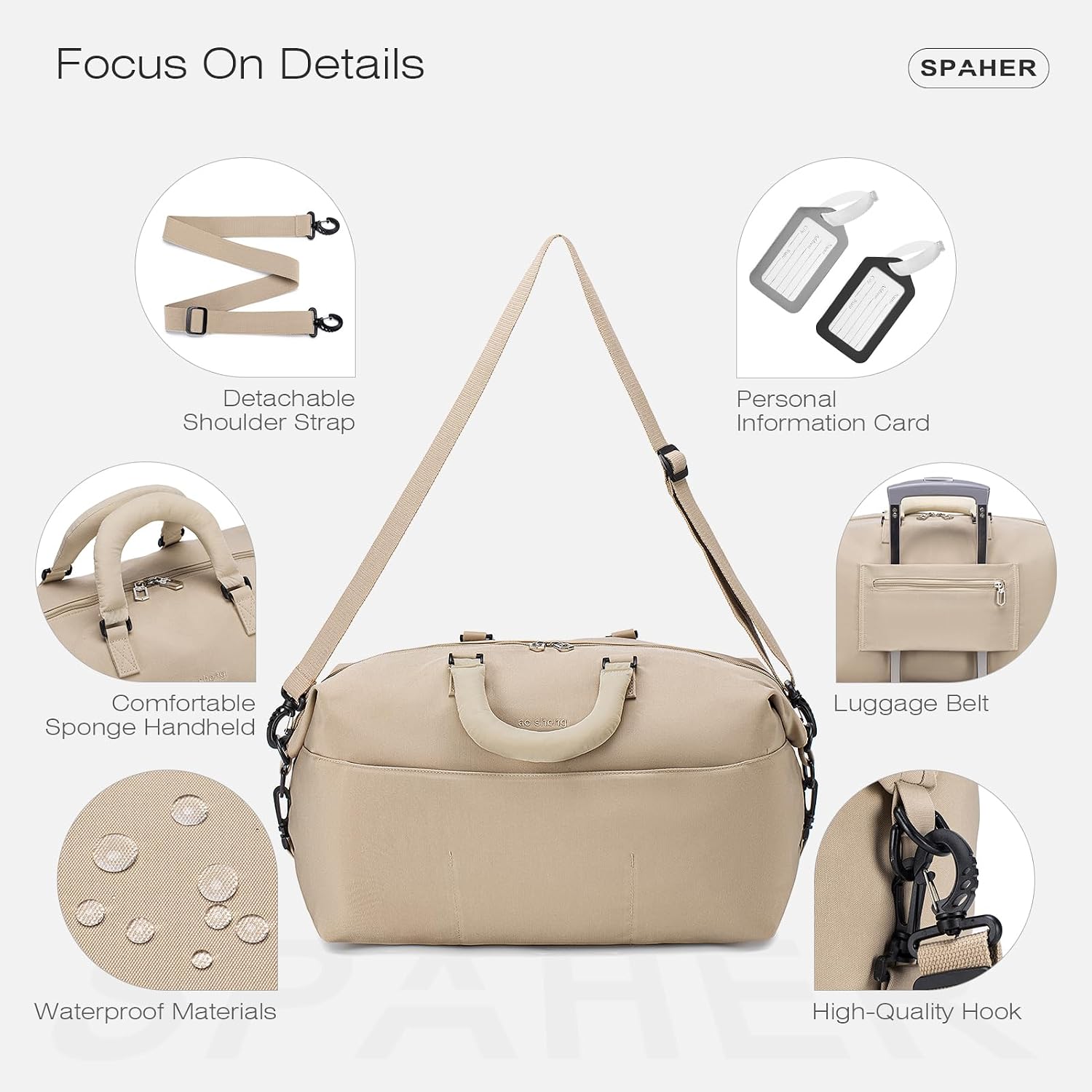Thumbnail 5 de SPAHER Cabin Bag 40x30x20cm – Compact, Waterproof Carry-On Duffle for Travel
