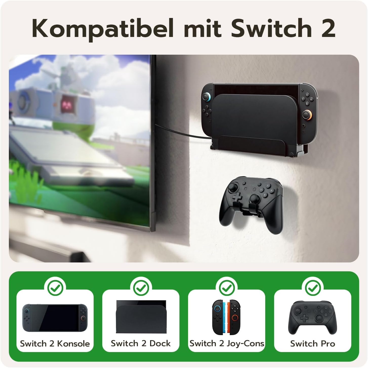 Detalle de Tolesum Wandhalterung für Nintendo Switch 2 – robuste Metallhalterung mit gutem Belüftungsdesign