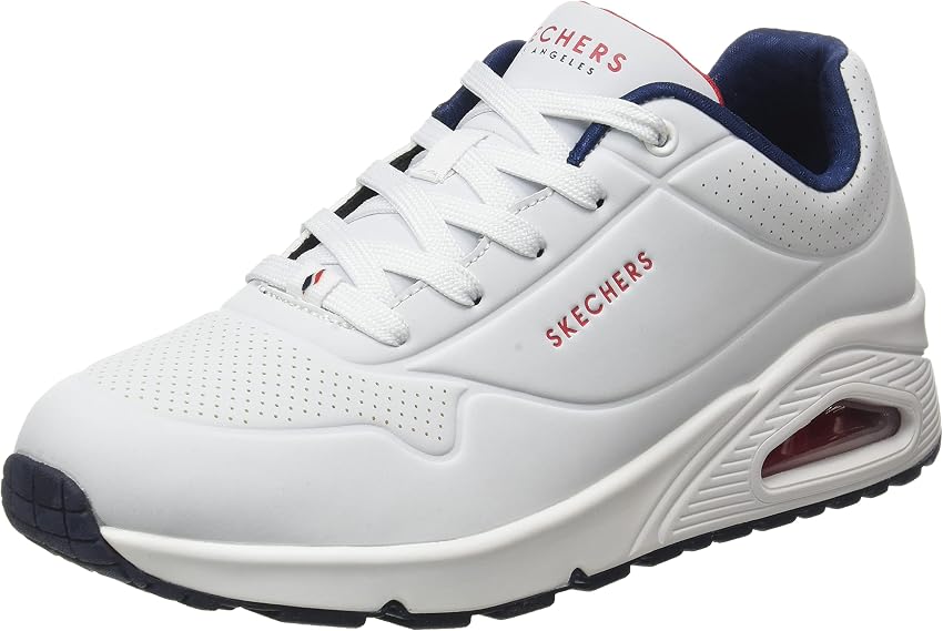 Imagen de Skechers Uno Zapatillas Mujer White Durabuck Navy Red en OfertitasTOP