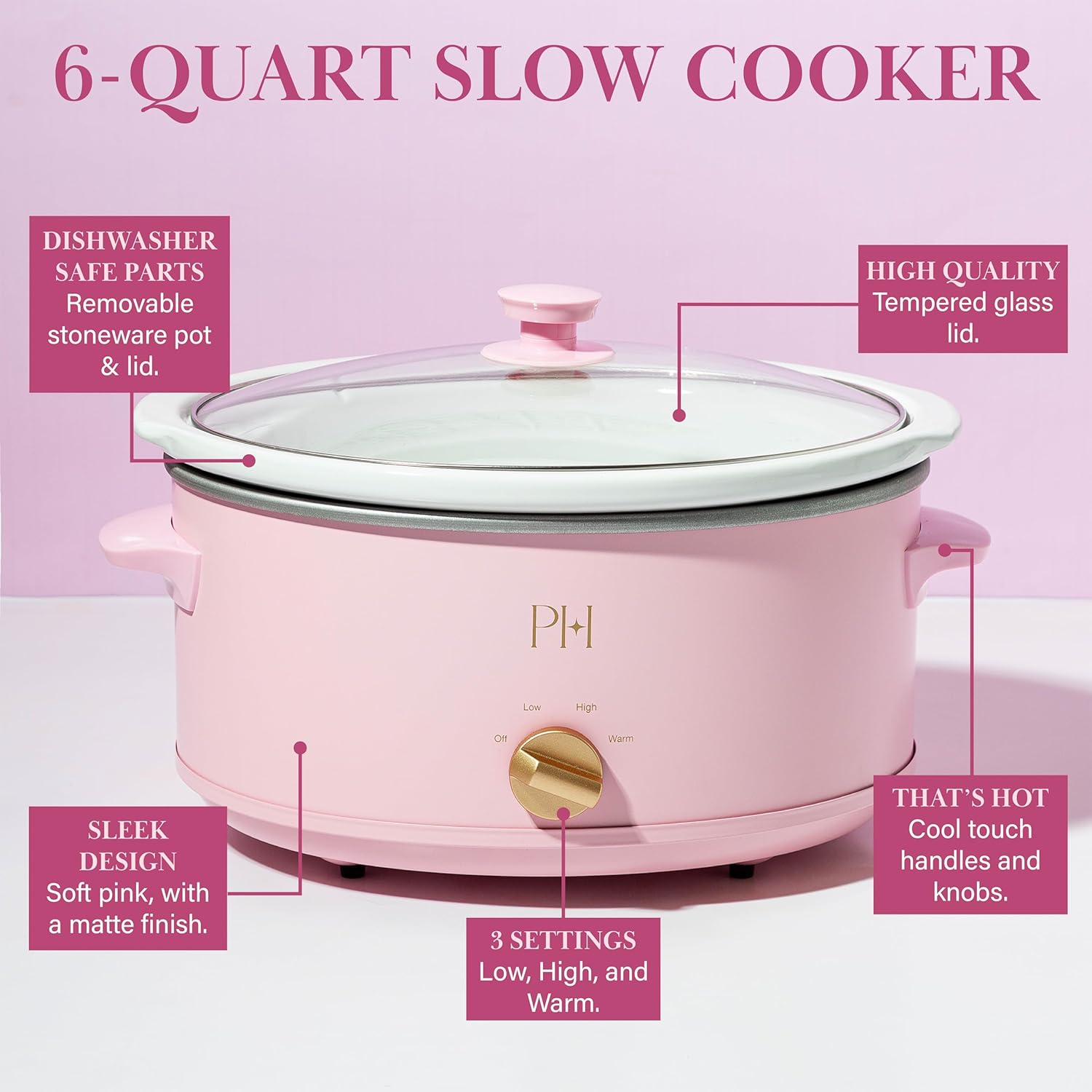 Thumbnail 3 de 6-Quart Slow Cooker with Low High Warm