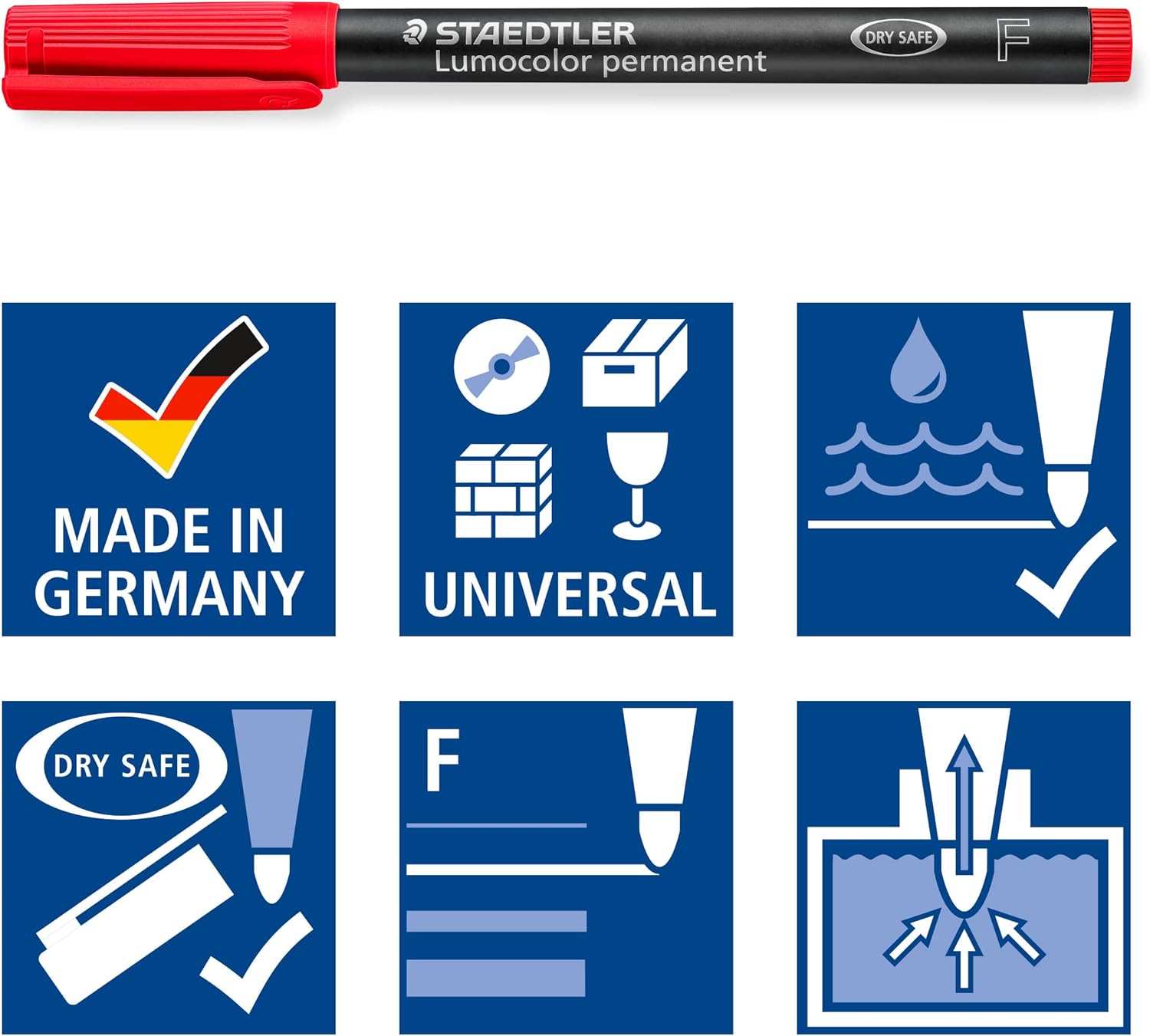 Thumbnail 3 de STAEDTLER 318-2 Lumocolor Permanent Pen, Red – Fine Line 0.6mm (Box of 10)