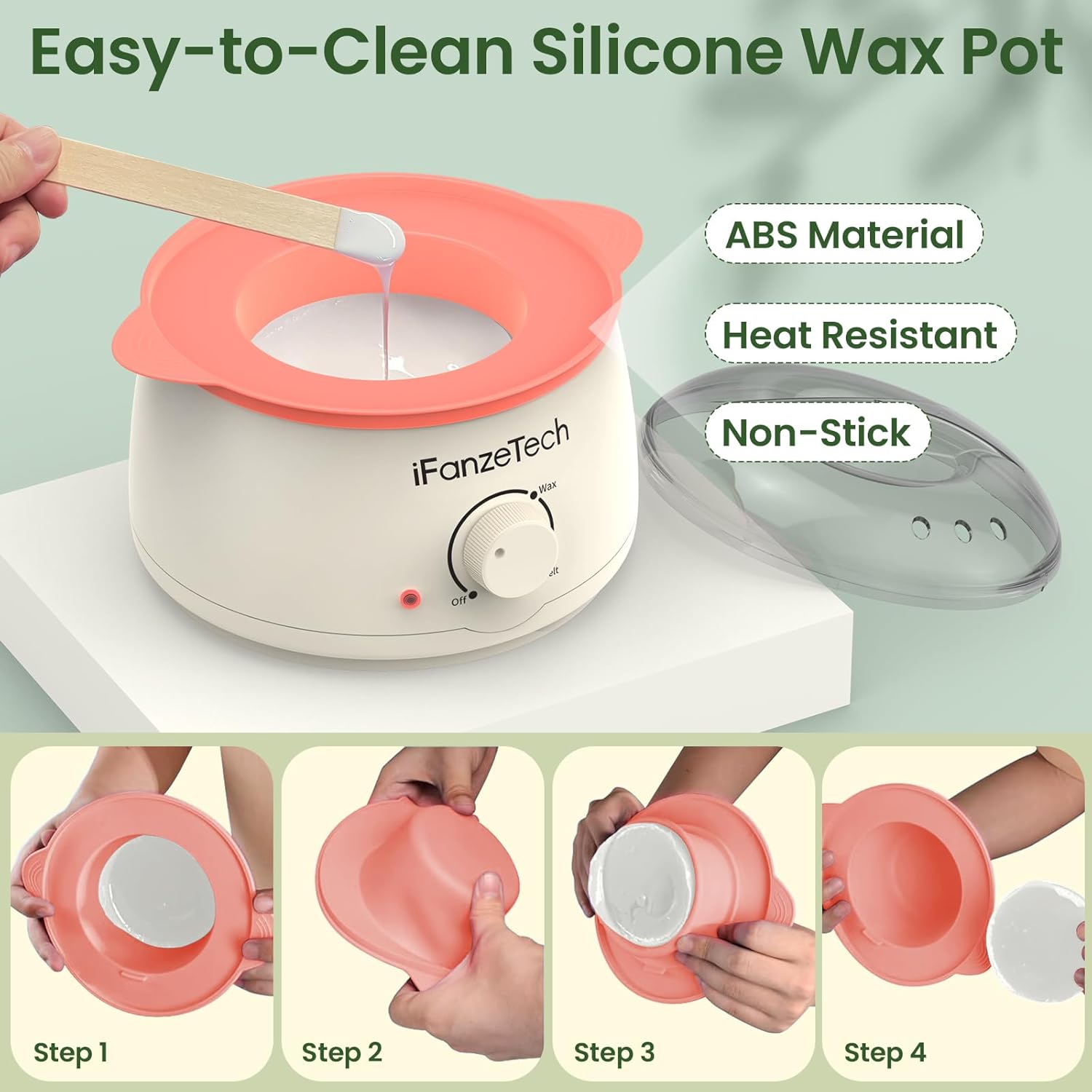 Detalle de iFanzeTech Waxing Kit for Women: All-in-One Wax Warmer with 5 Wax Beads and Silicone Pot