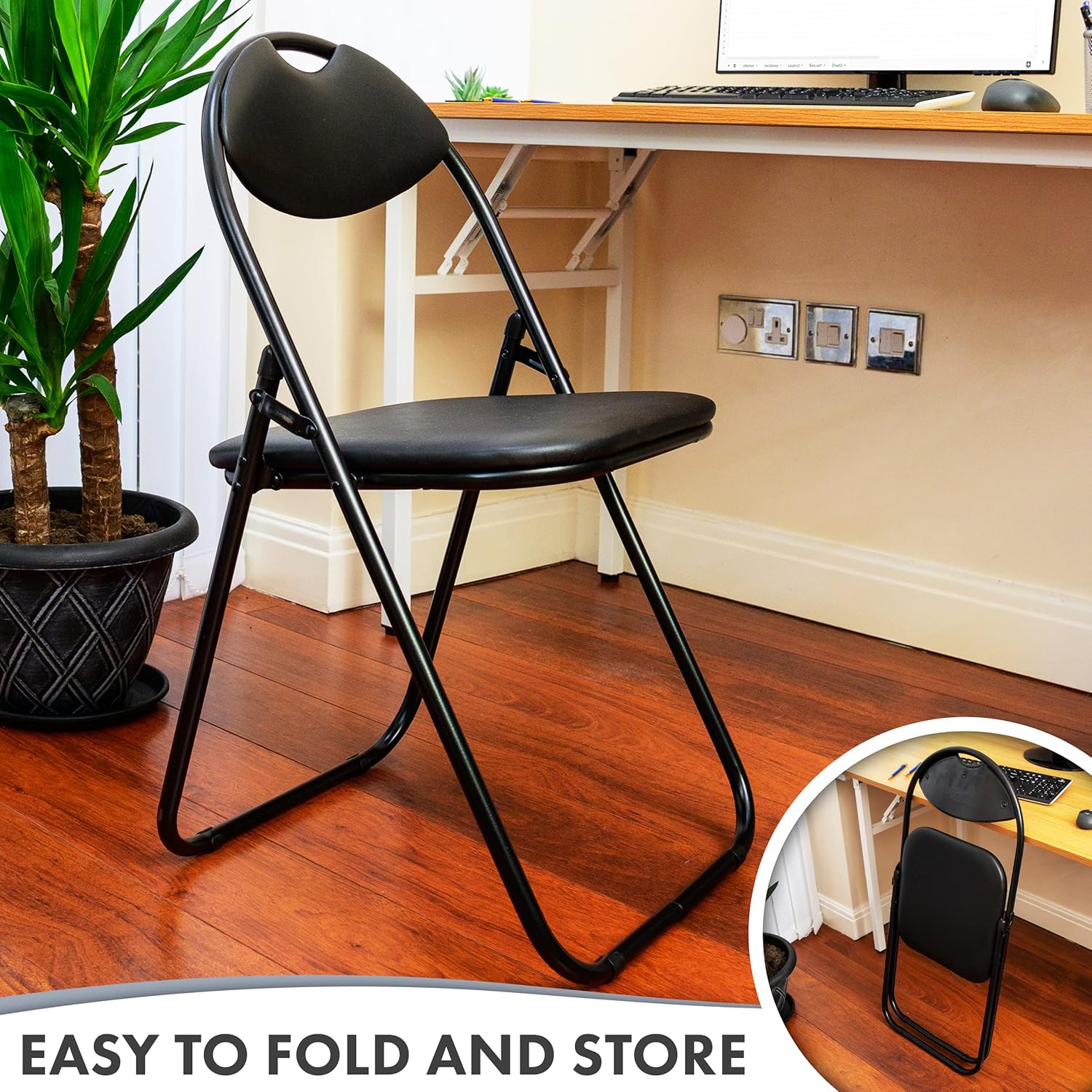 Thumbnail 5 de Nyxi Set of 2 Folding Chair Padded, Paris Faux Leather – Black