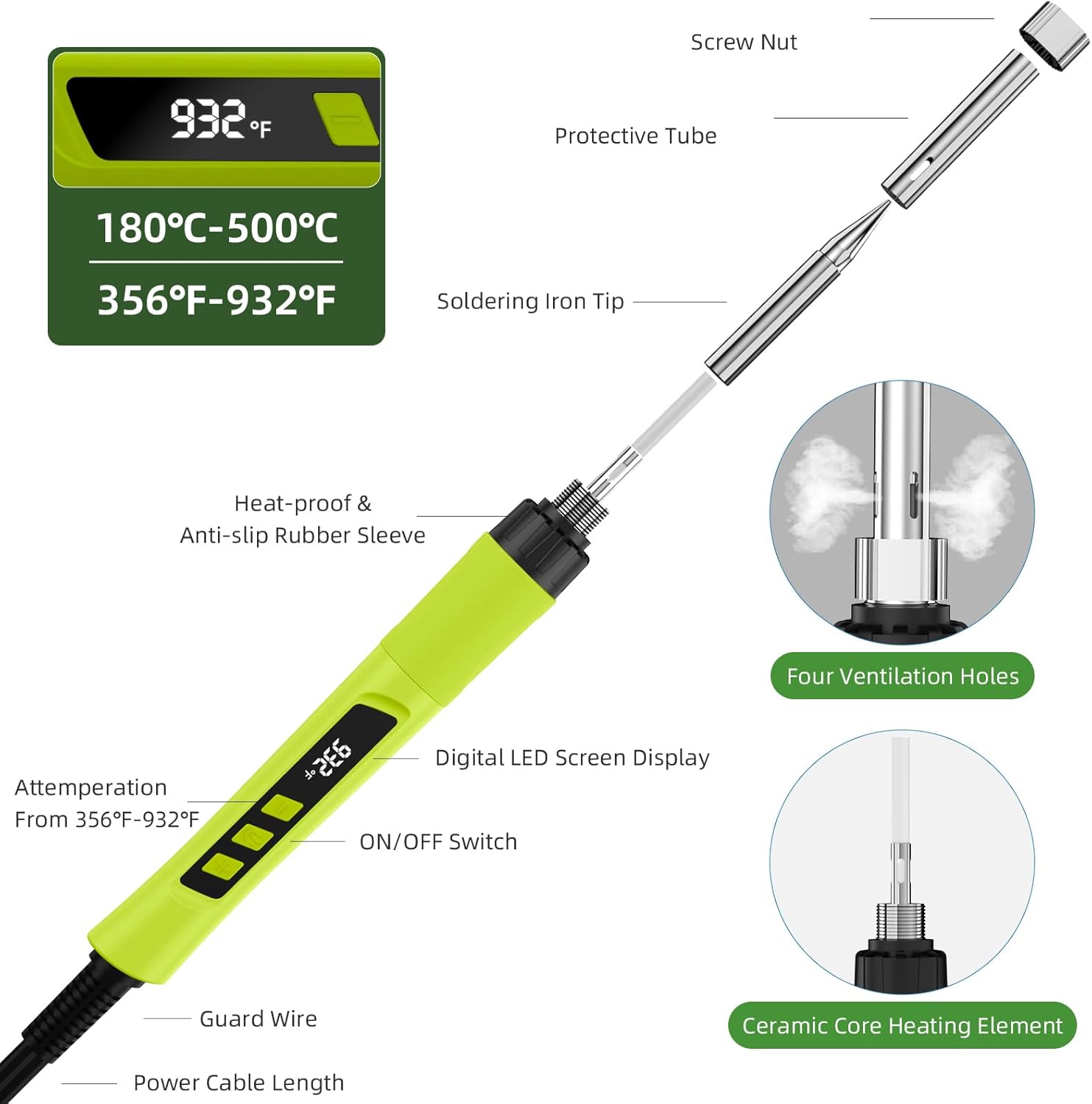 Thumbnail 1 de 190W Soldering Gun Kit 110V, Adjustable 356–932°F 🔧