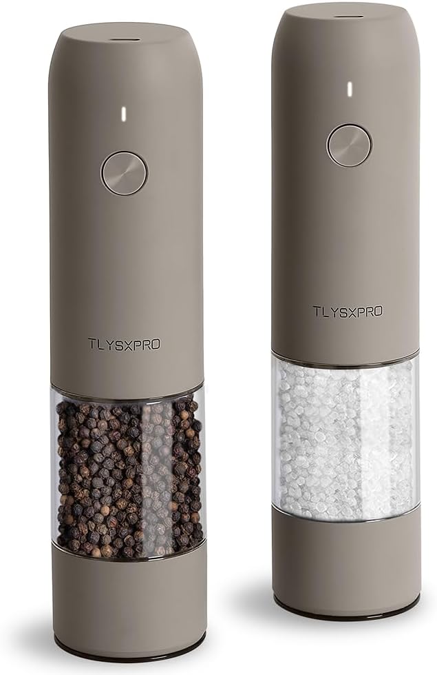 Greige Electric Salt and Pepper Grinder Set 2-pack 🧂